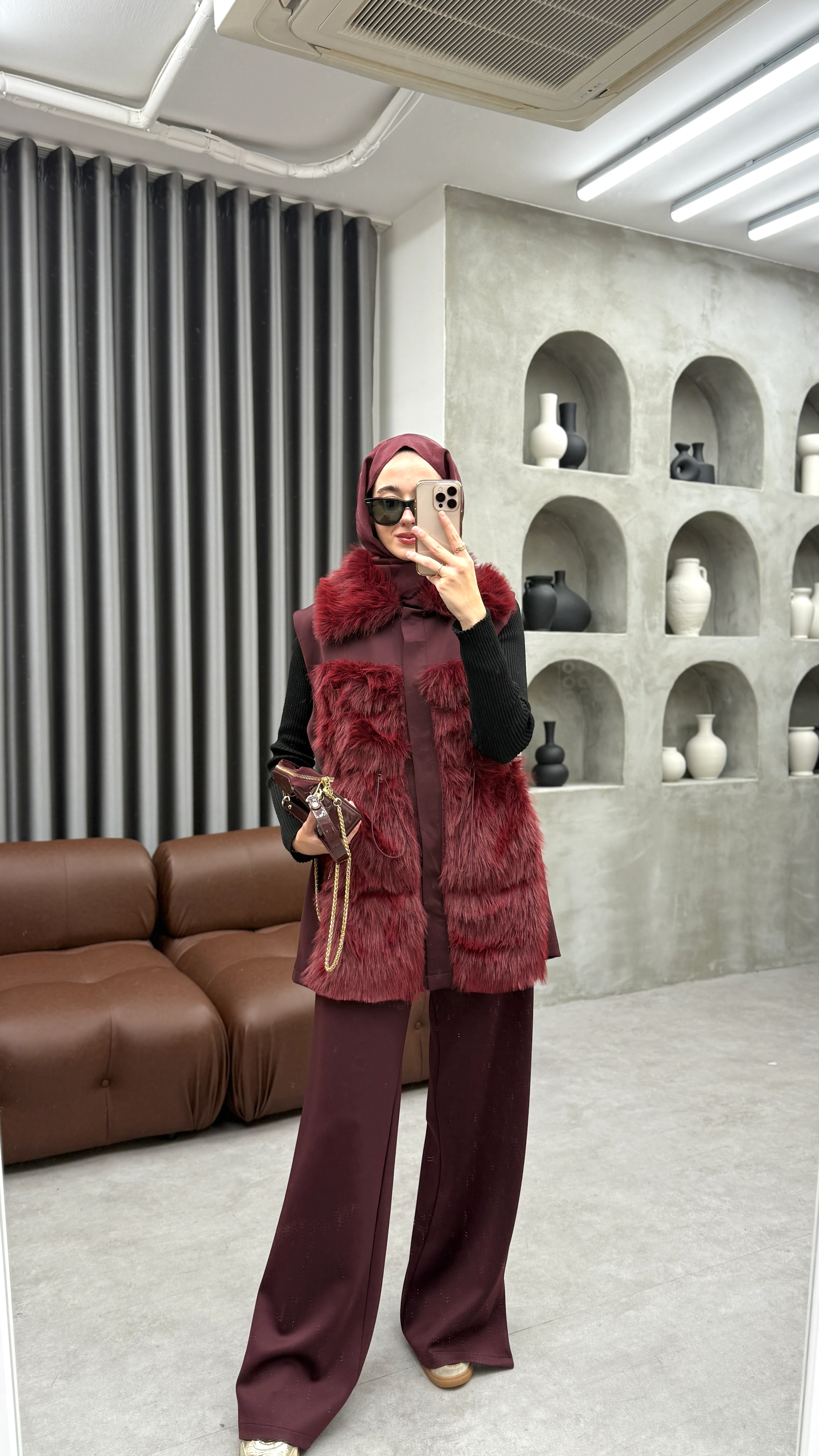 Parla Scuba Kürklü Takım - Bordo