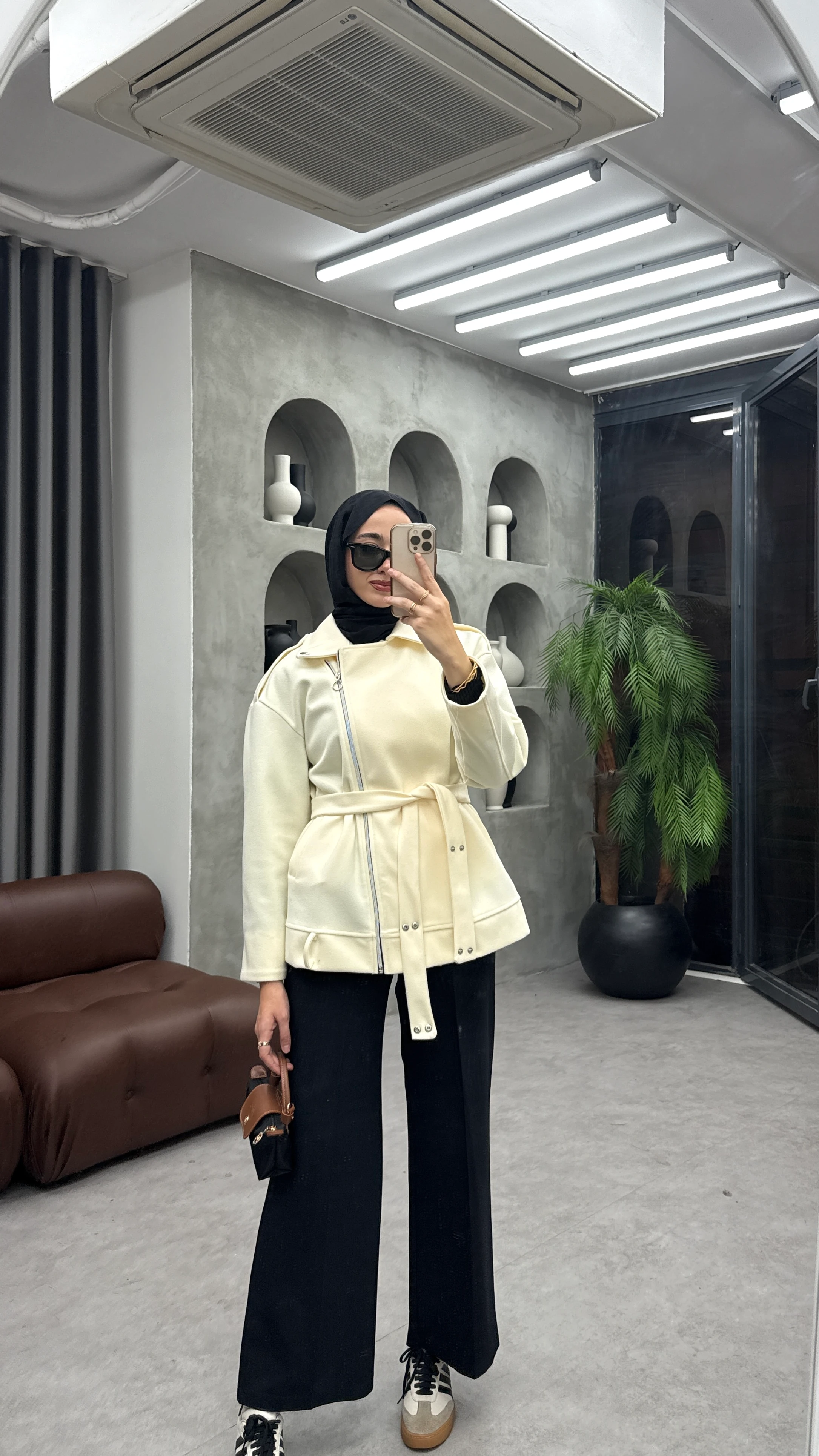 Fermuarlı Kaşe Ceket - Bej