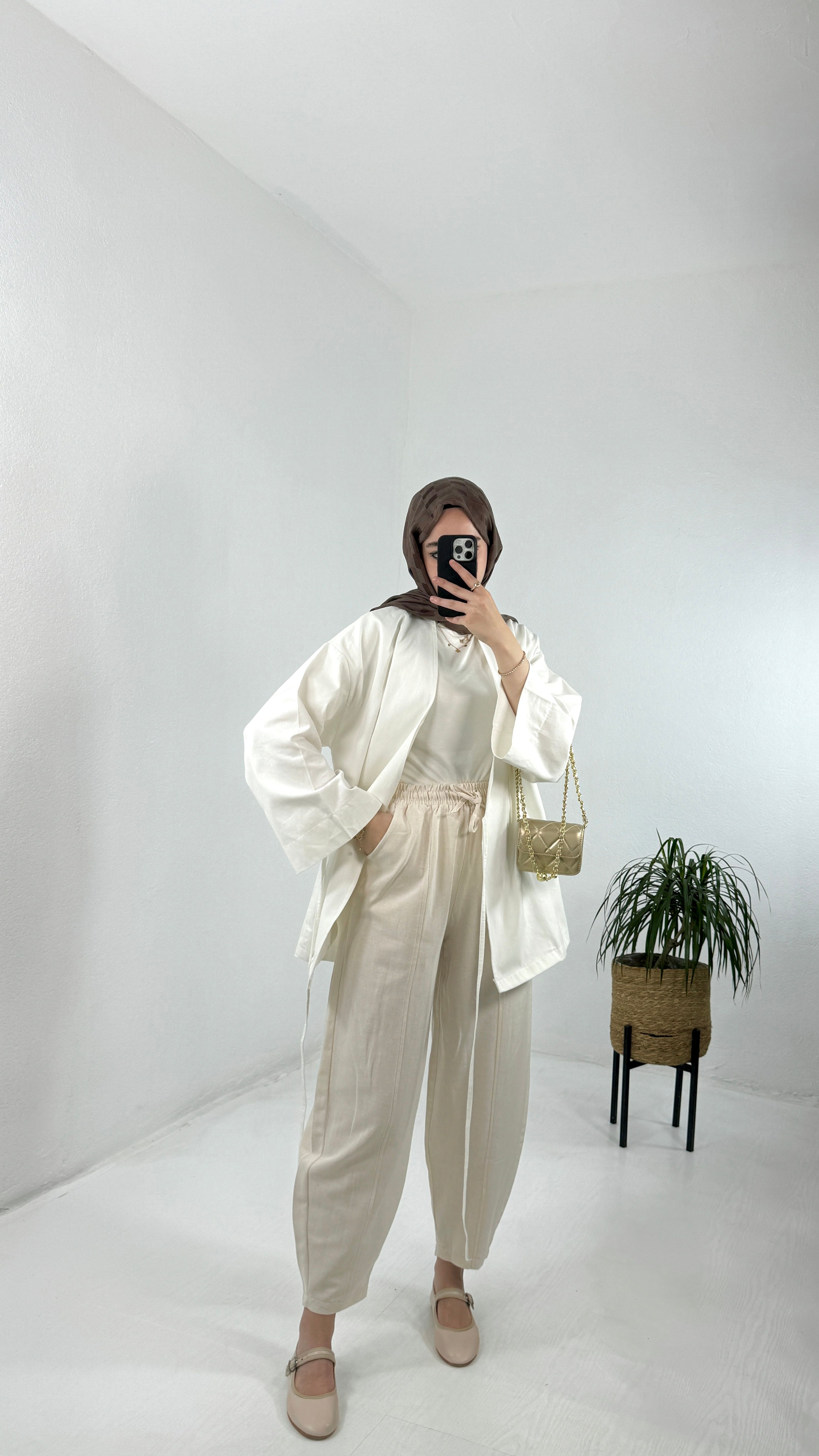Gabardin Kimono - Beyaz