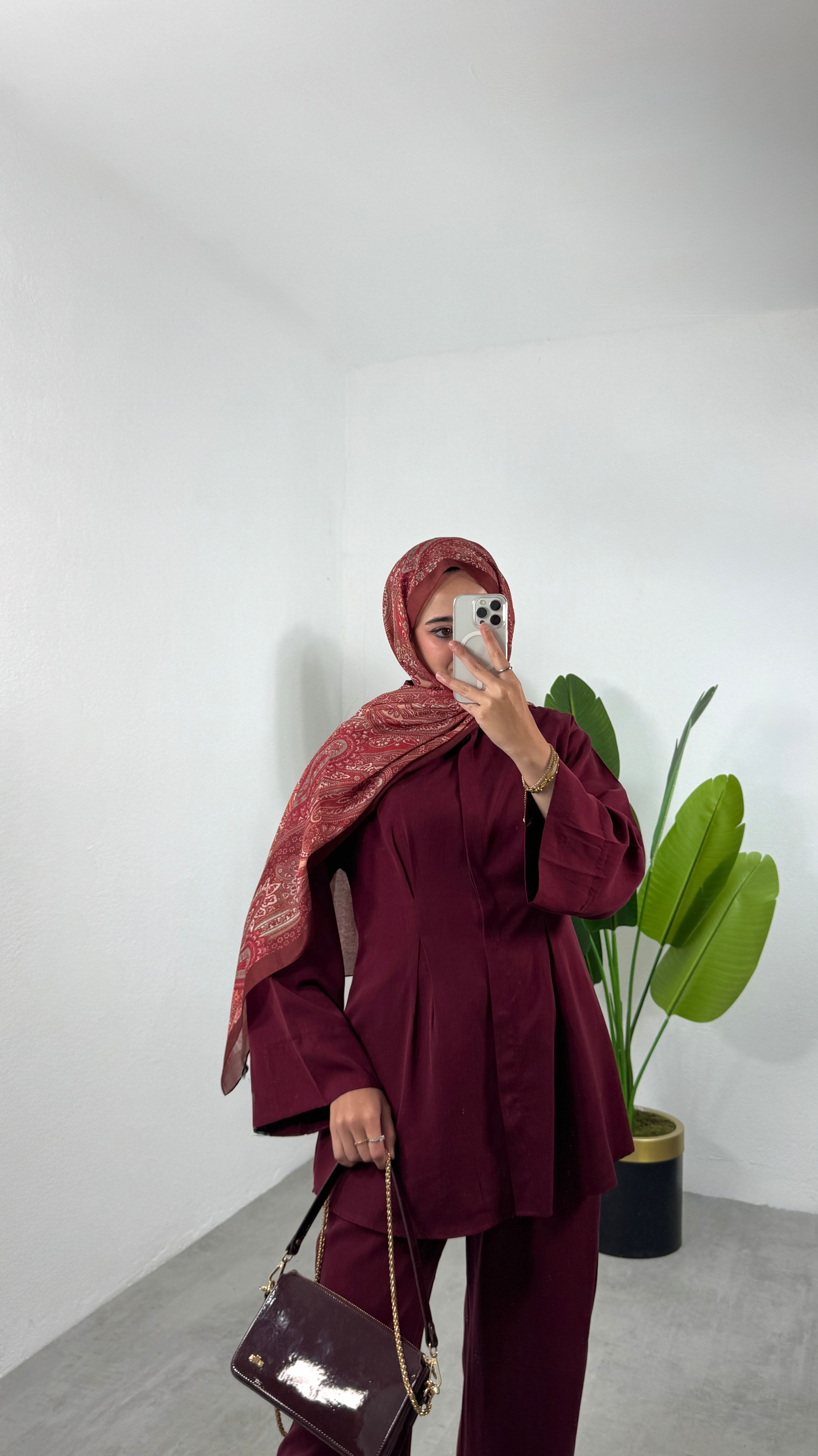 Desenli Şal - BORDO 5002