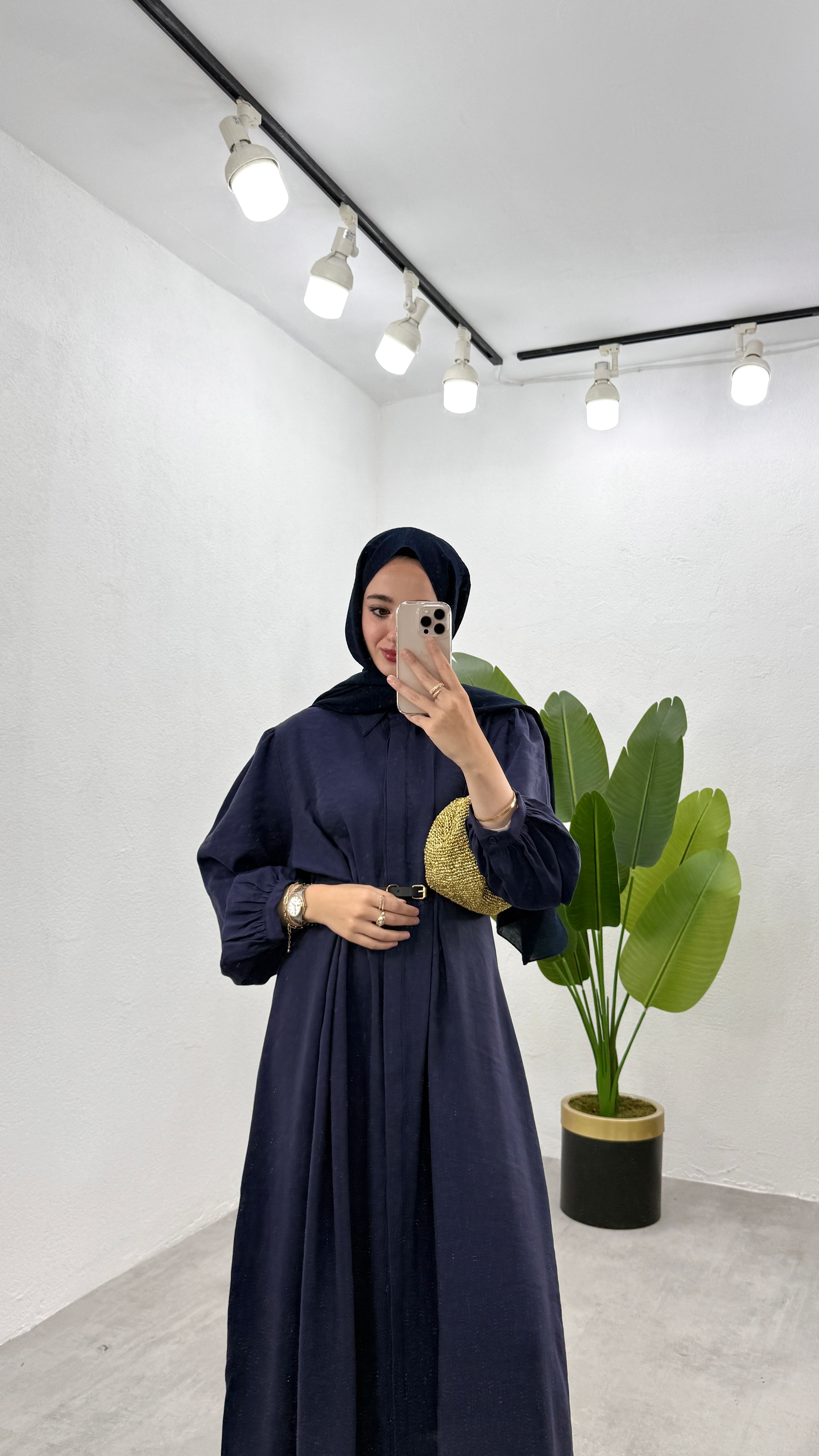 Kemerli LiLi Elbise - Lacivert