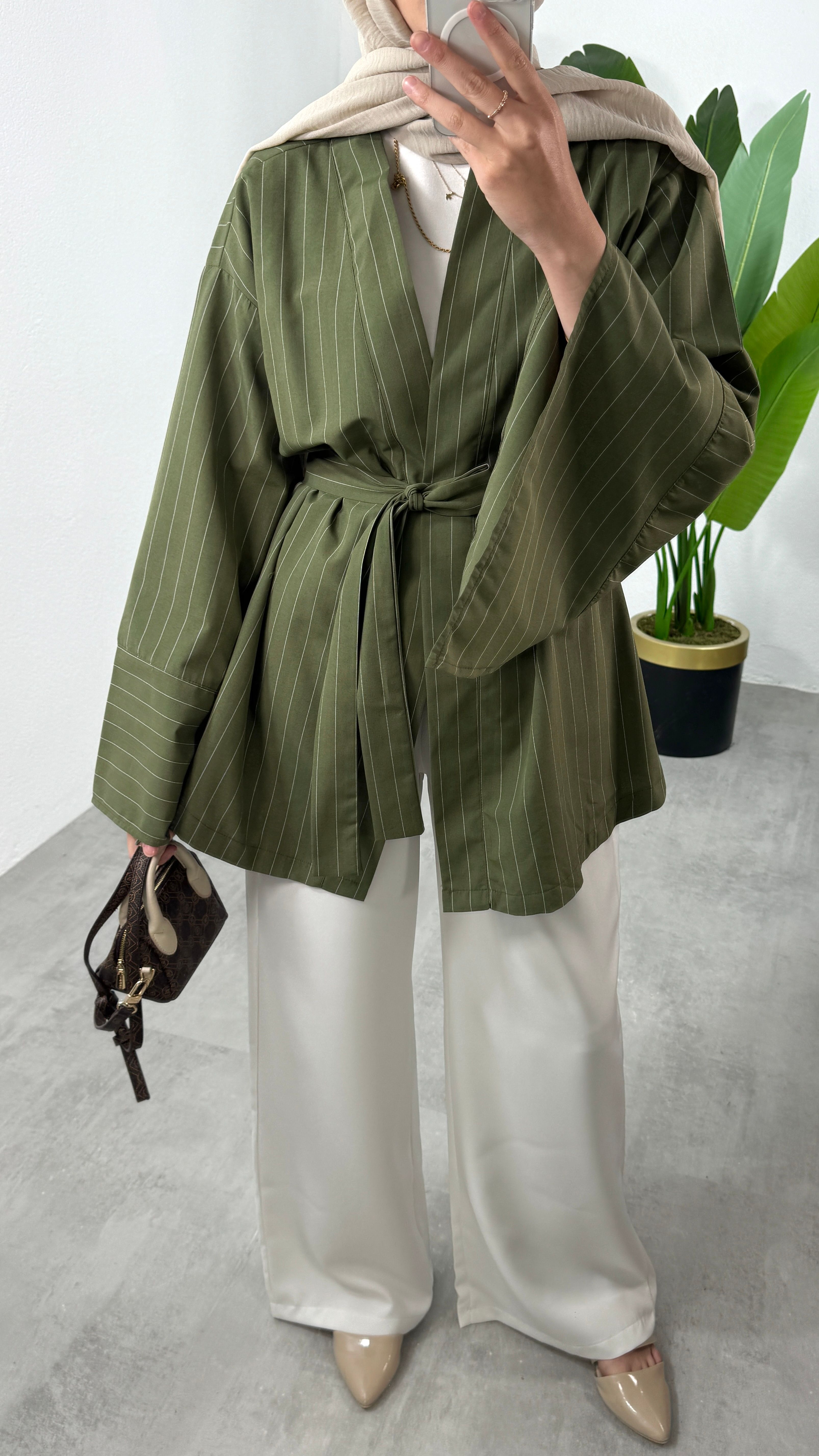 Çizgili Kimono Takım