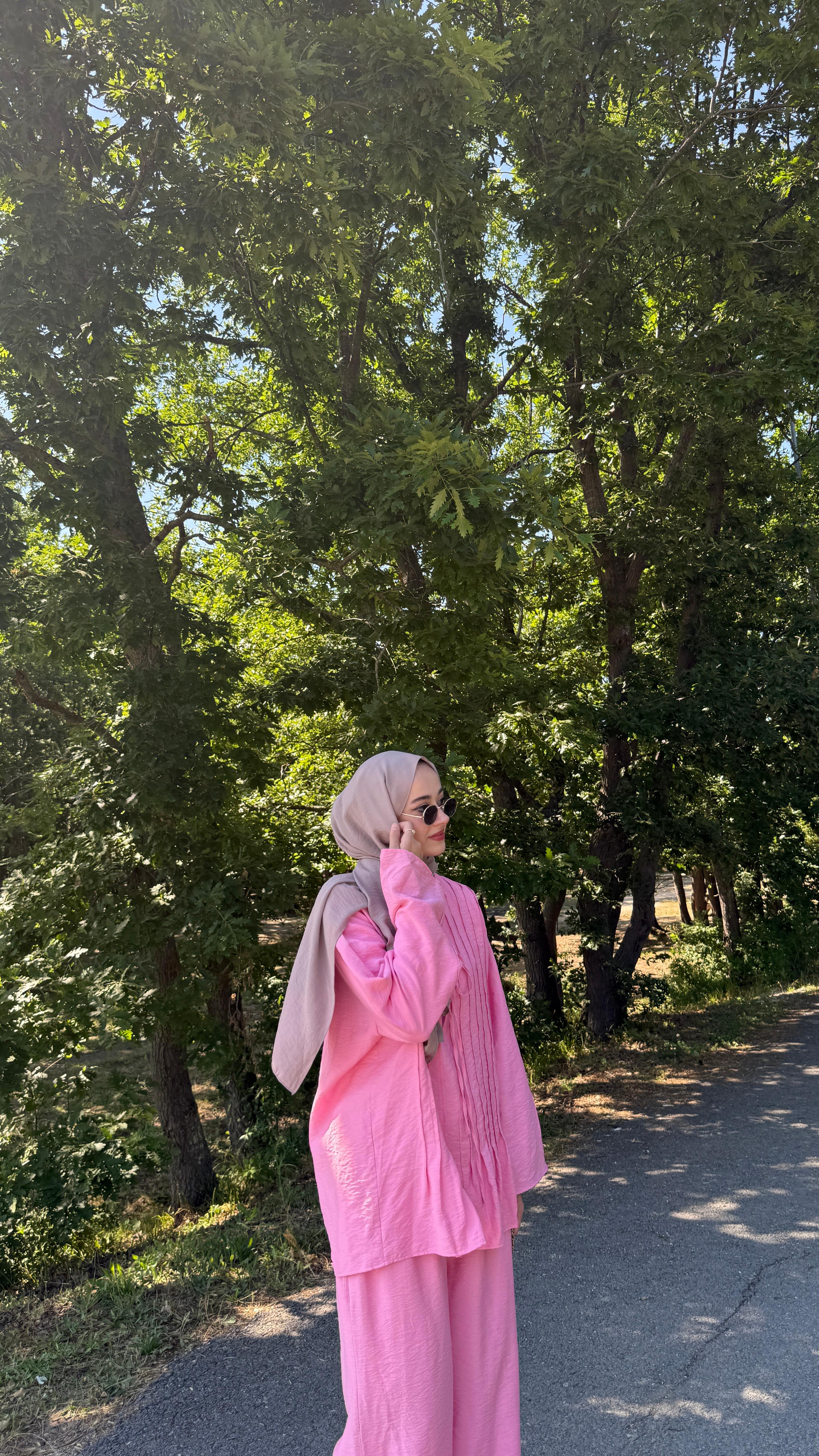 Suve Pileli Takım - Pembe
