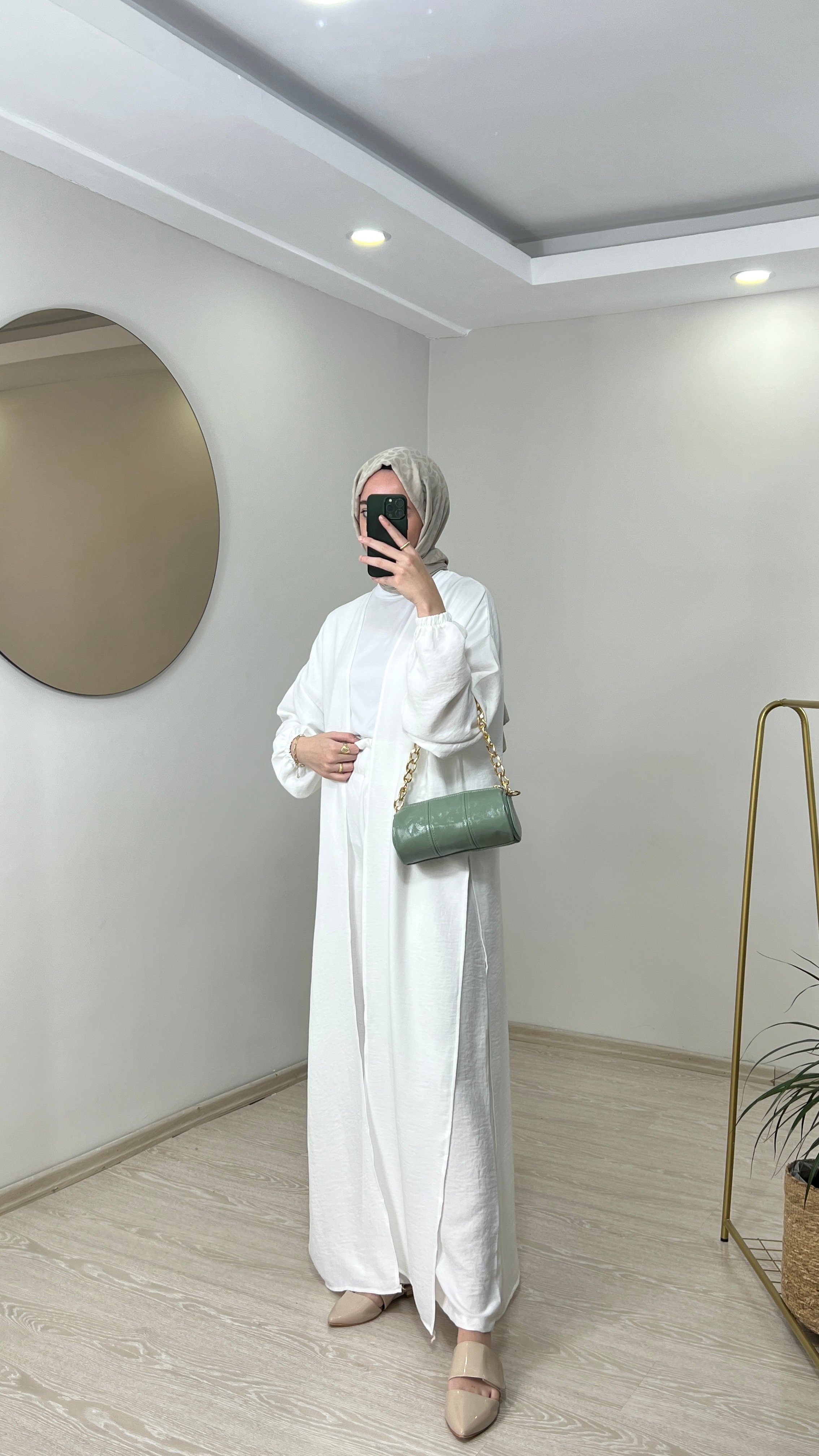 Bağlamalı Kimono Takım - Beyaz