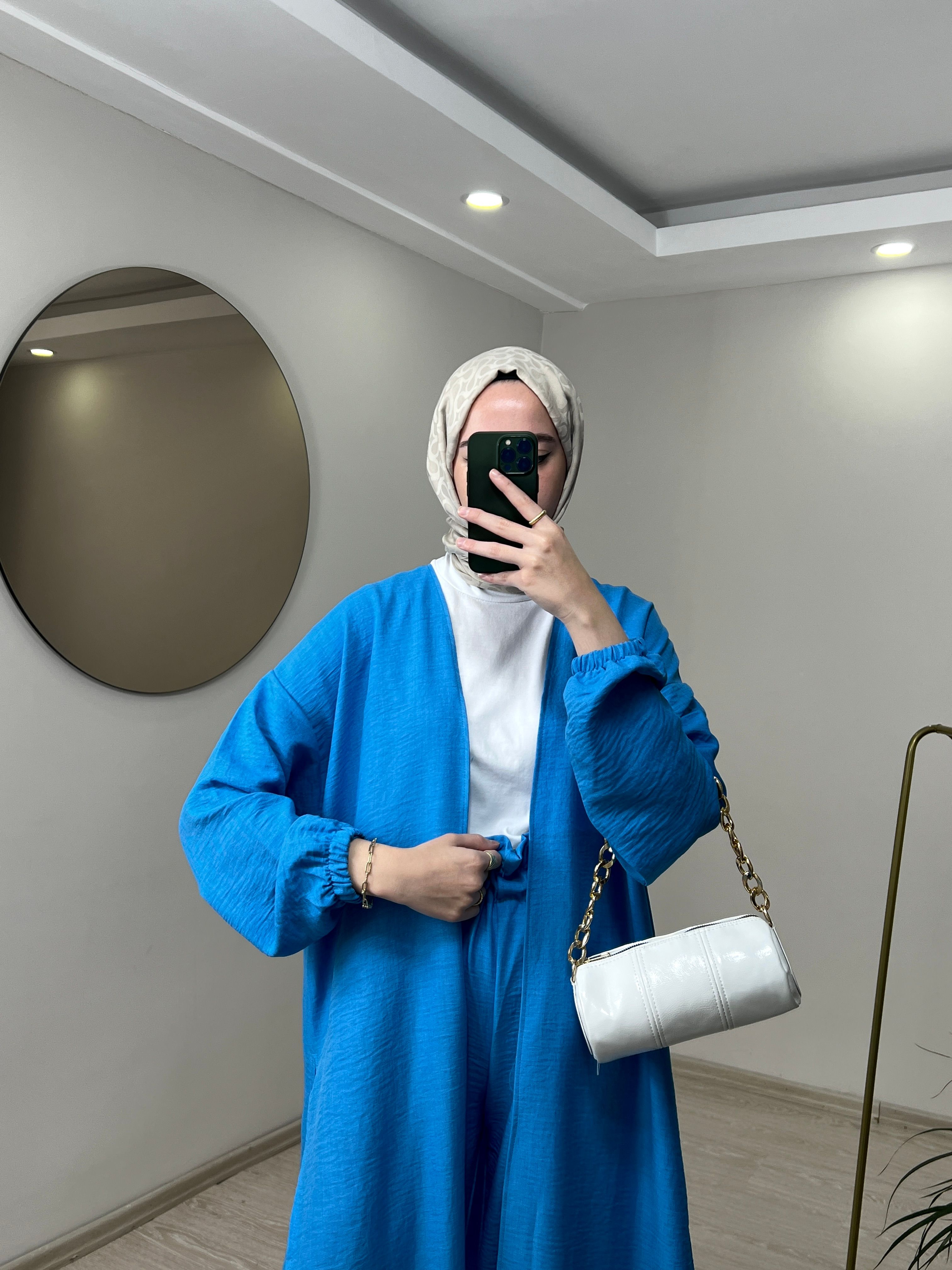 Bağlamalı Kimono Takım - Mavi
