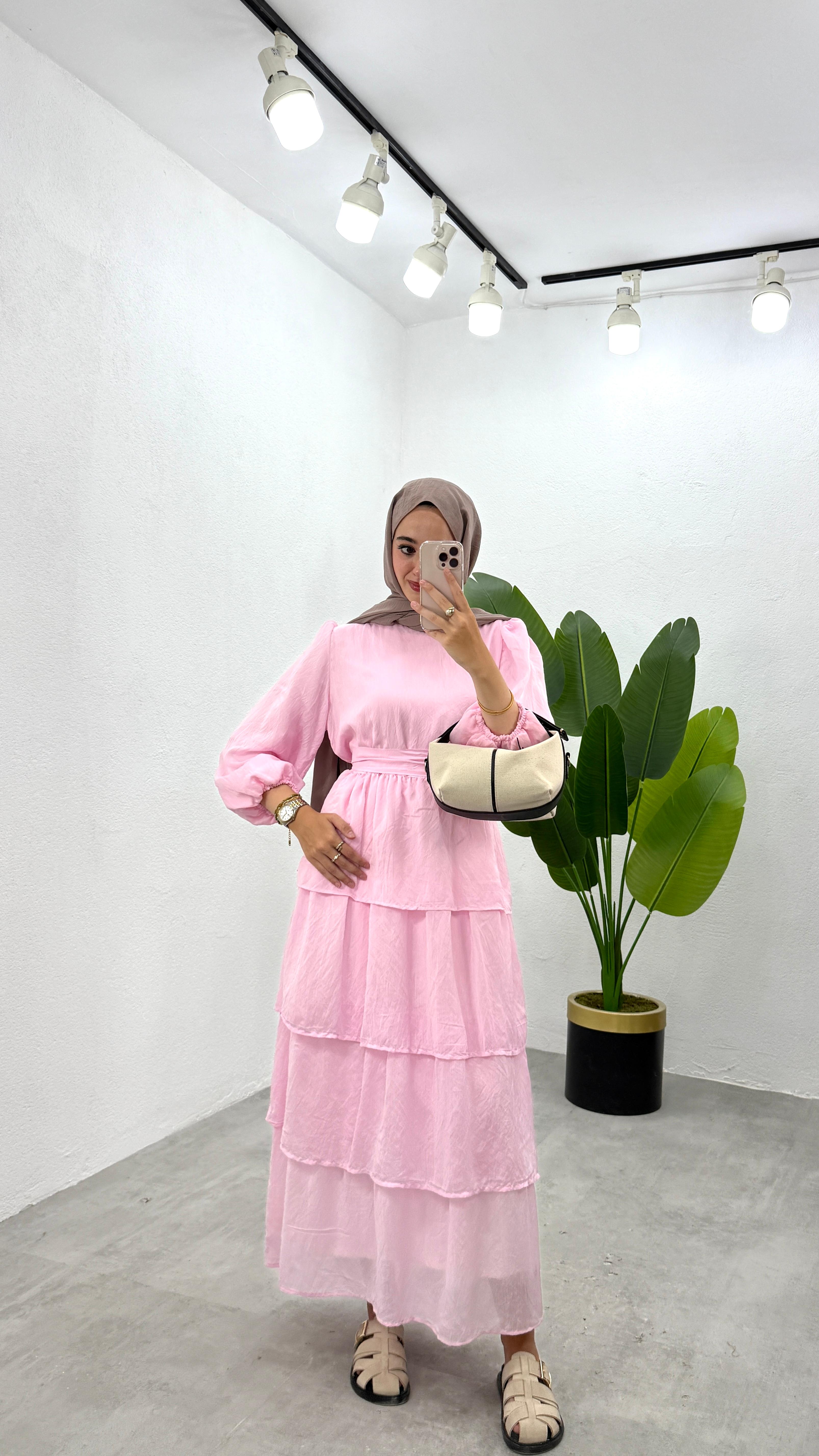Katy Fırfırlı Elbise  - Pembe