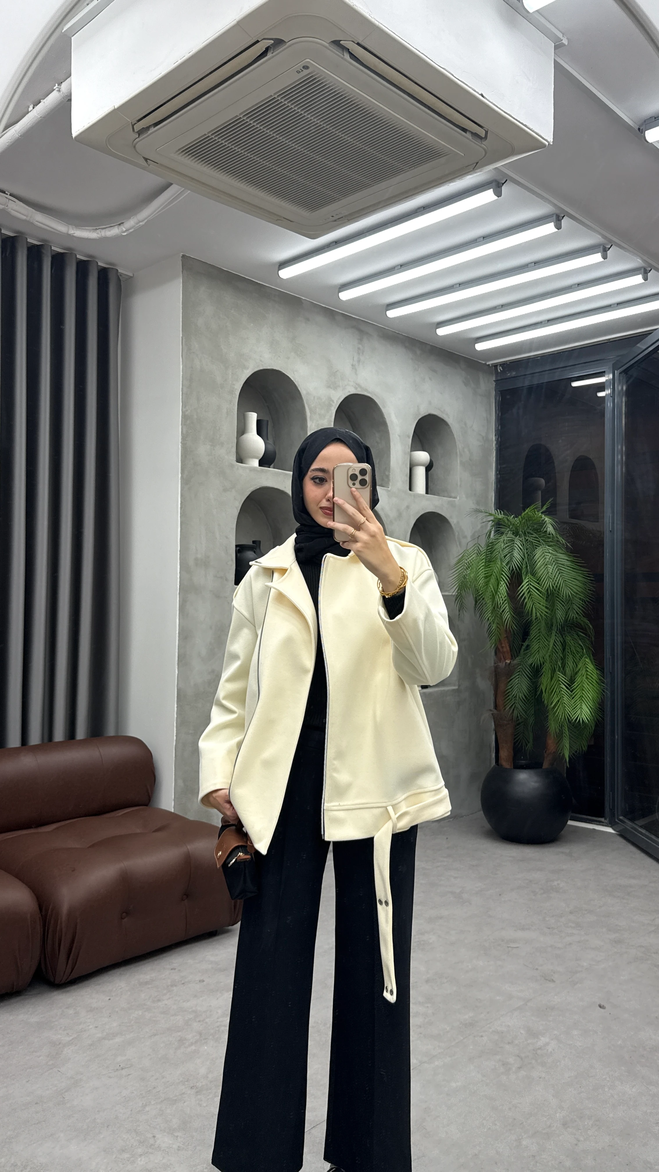 Fermuarlı Kaşe Ceket - Bej