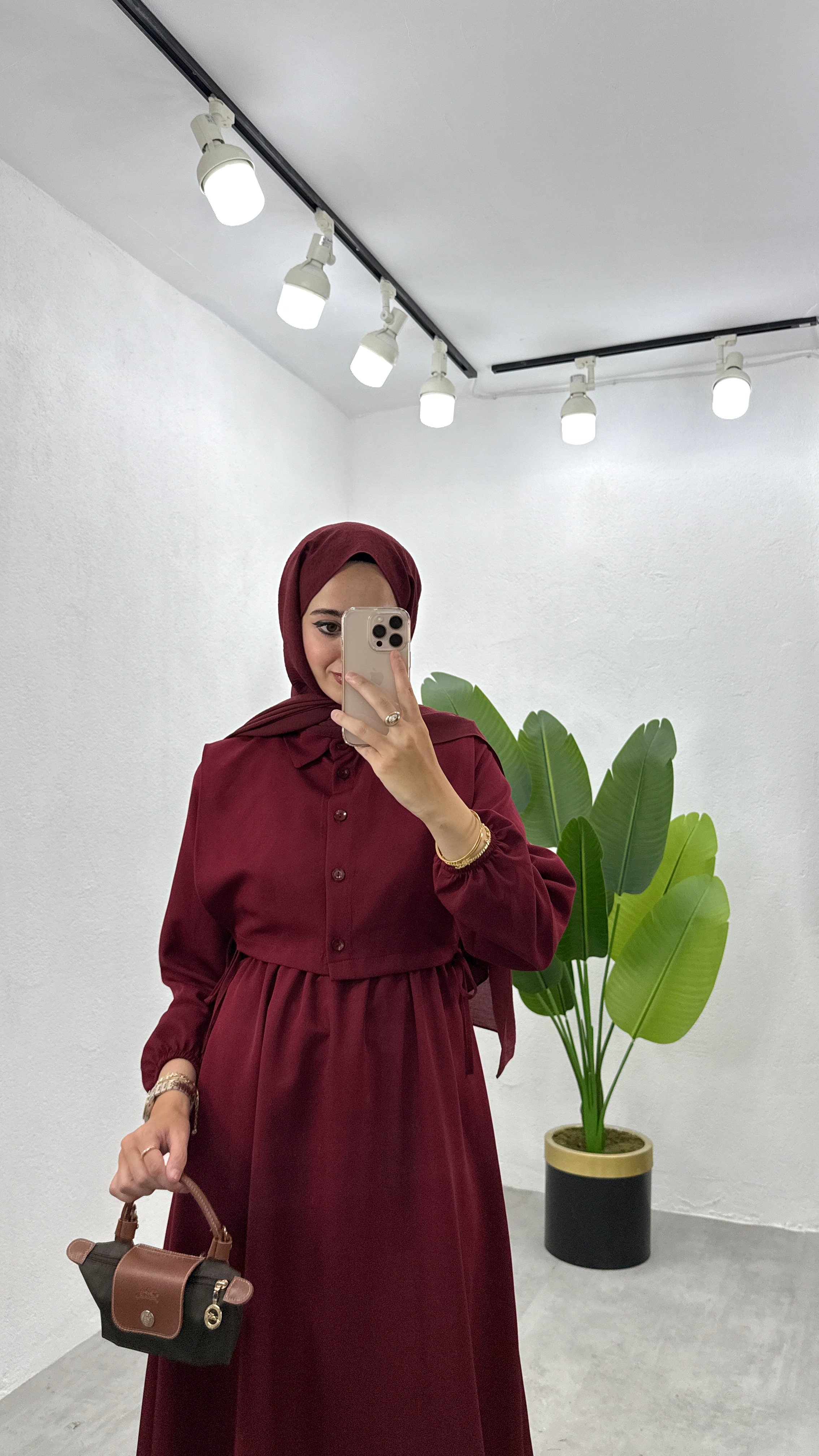 İkili Bolero Elbise - Bordo