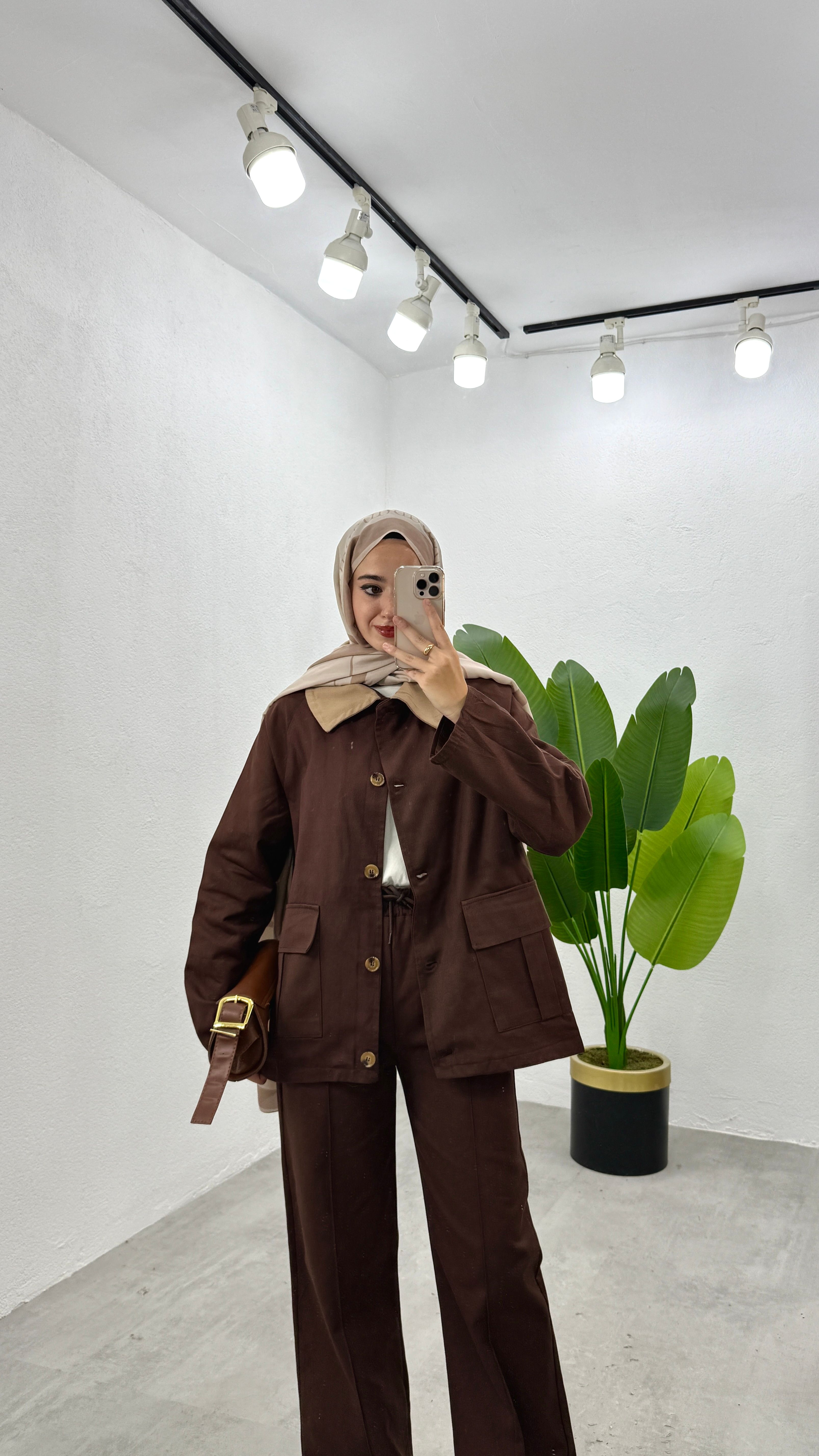 Gabardin Parka Ceket - Kahve