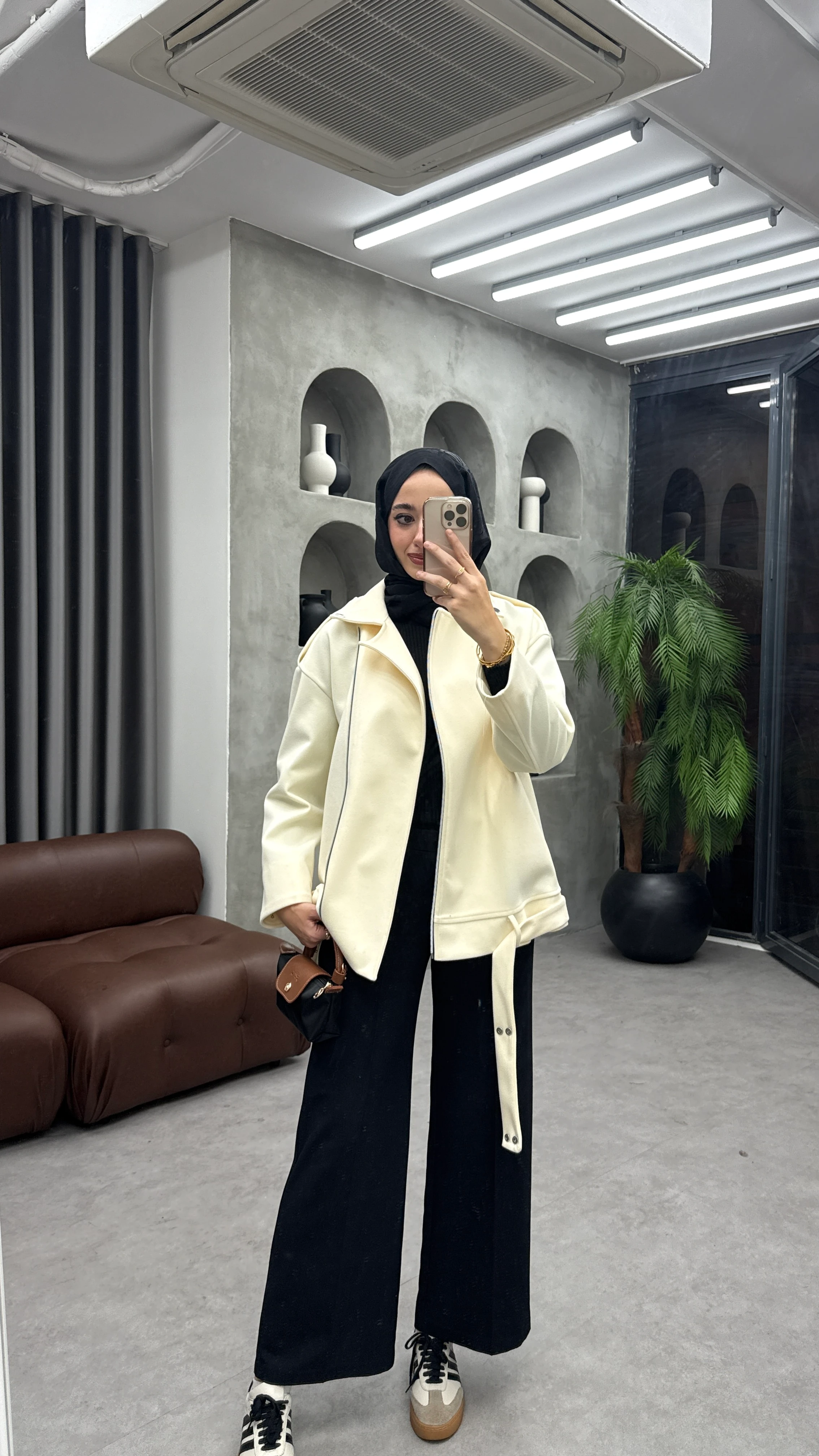 Fermuarlı Kaşe Ceket - Bej