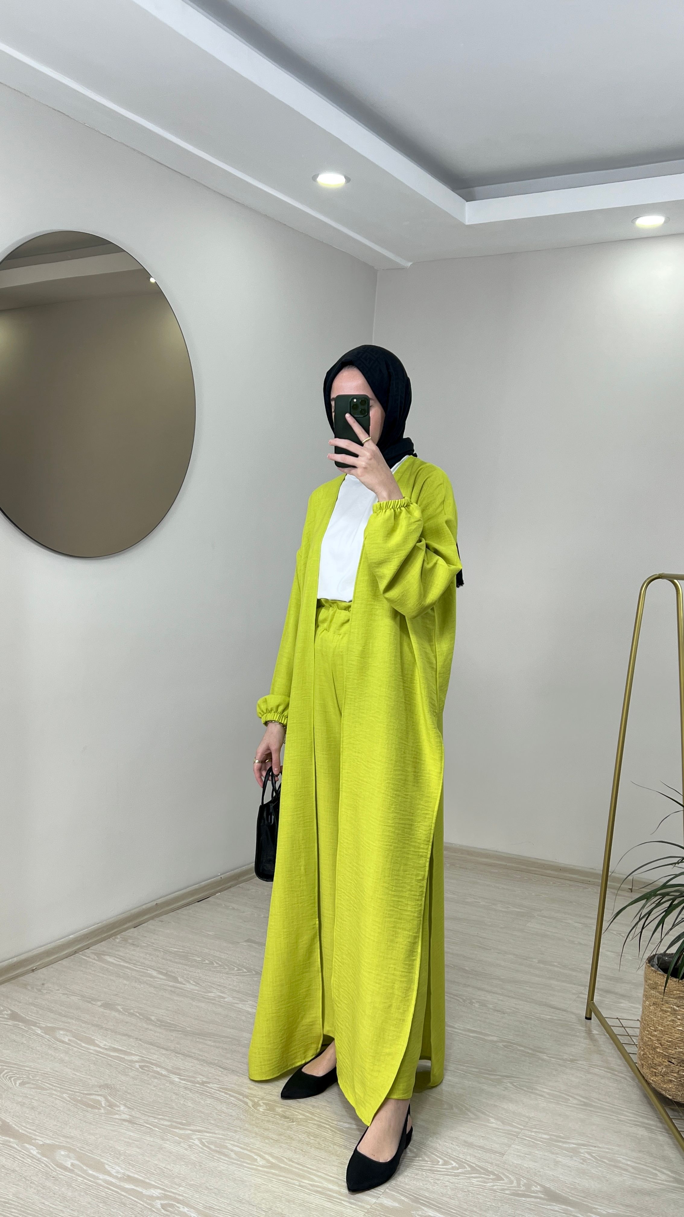 Bağlamalı Kimono Takım - Yağ Yeşili