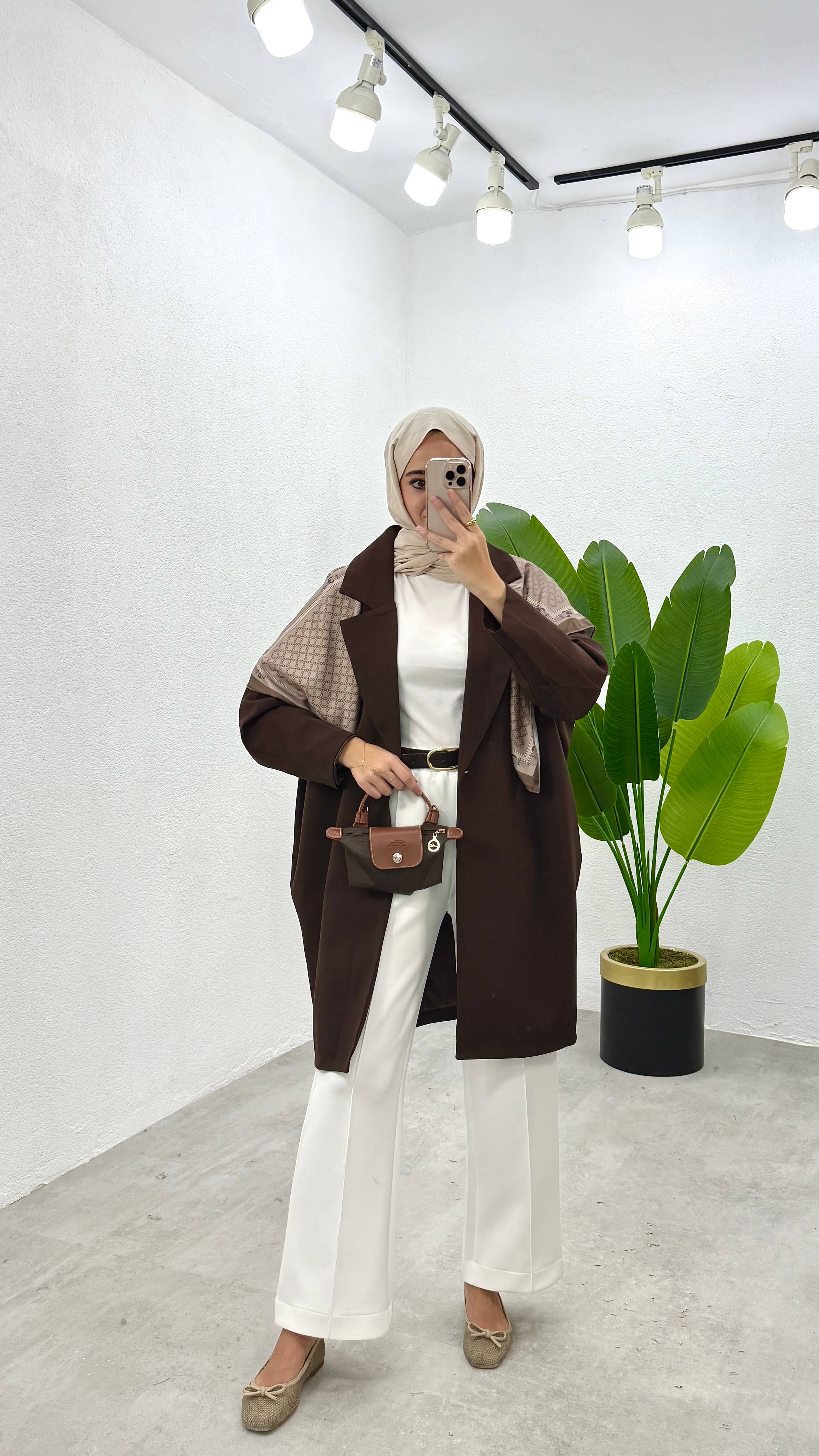 Uzun Blazer Ceket - Kahve