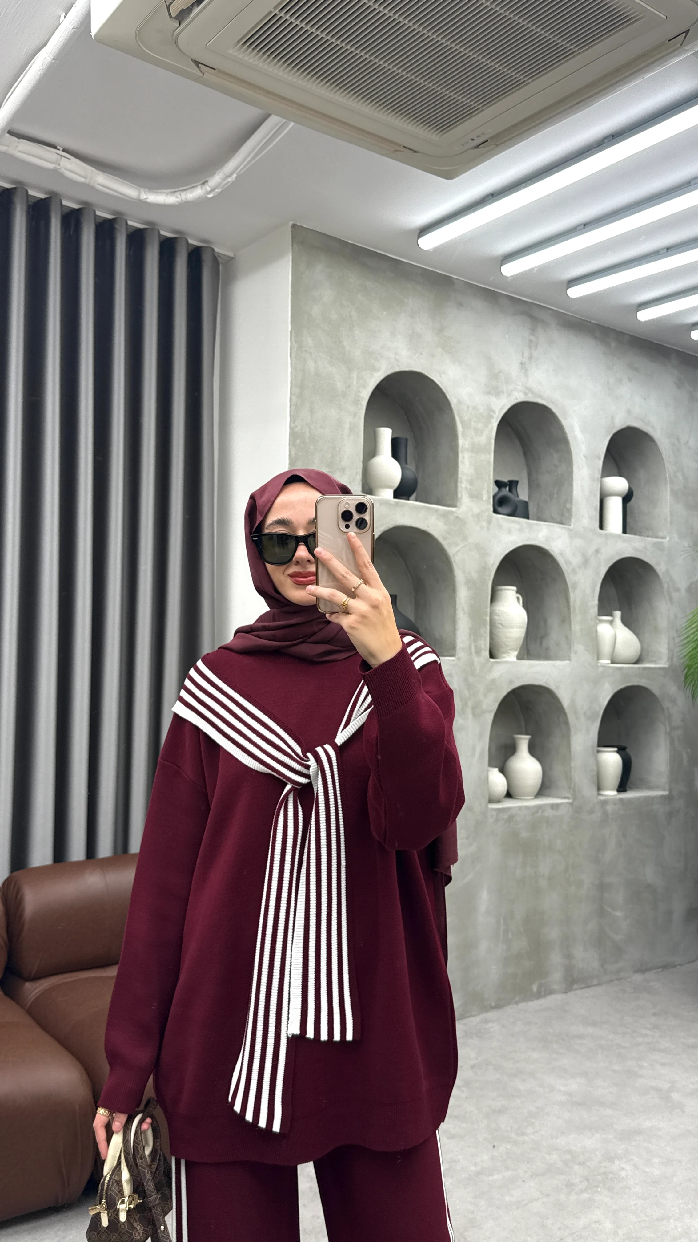 Atkılı Çift Renk Triko Takım