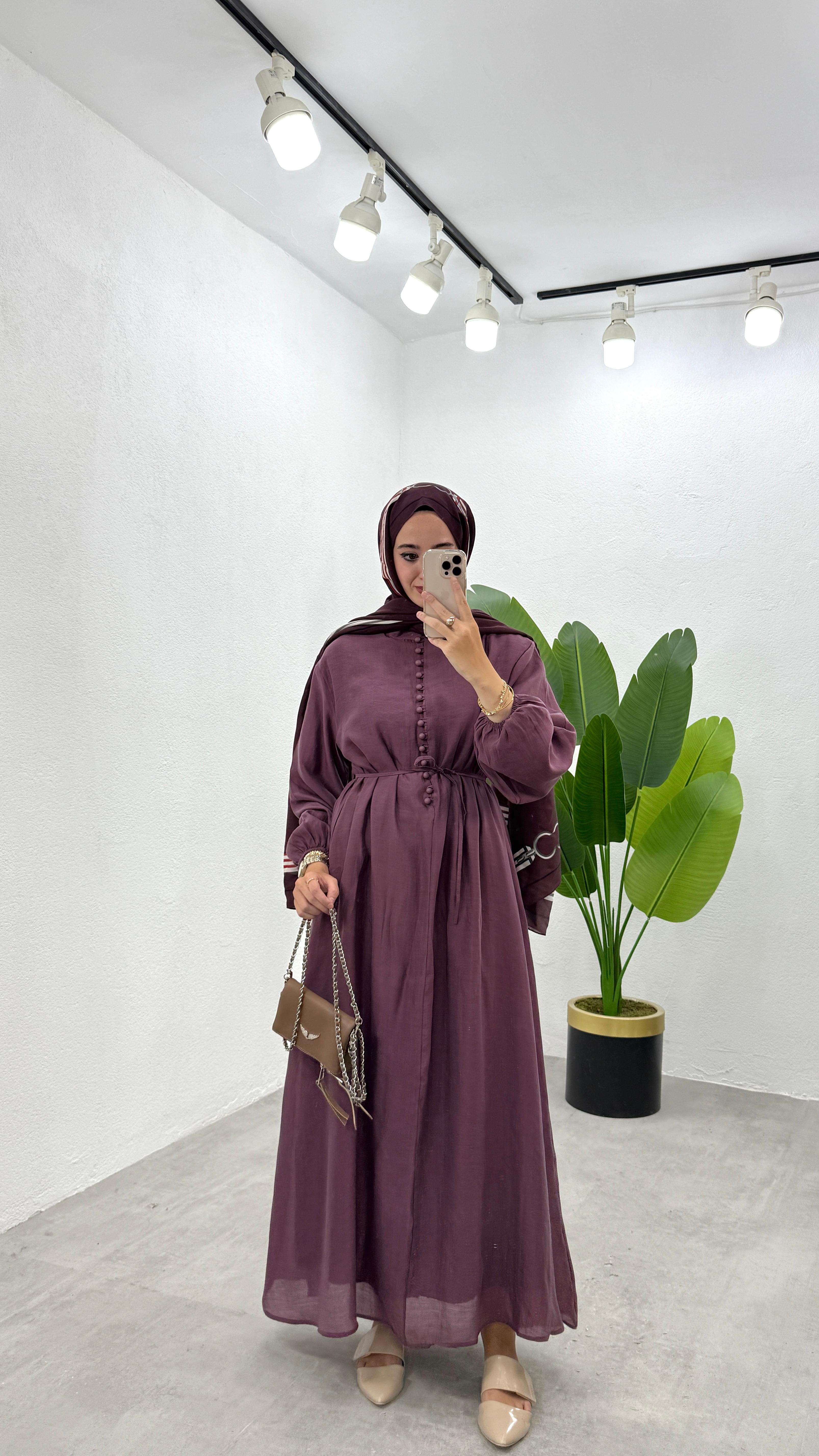 Rüya Astarlı Elbise - Mürdüm