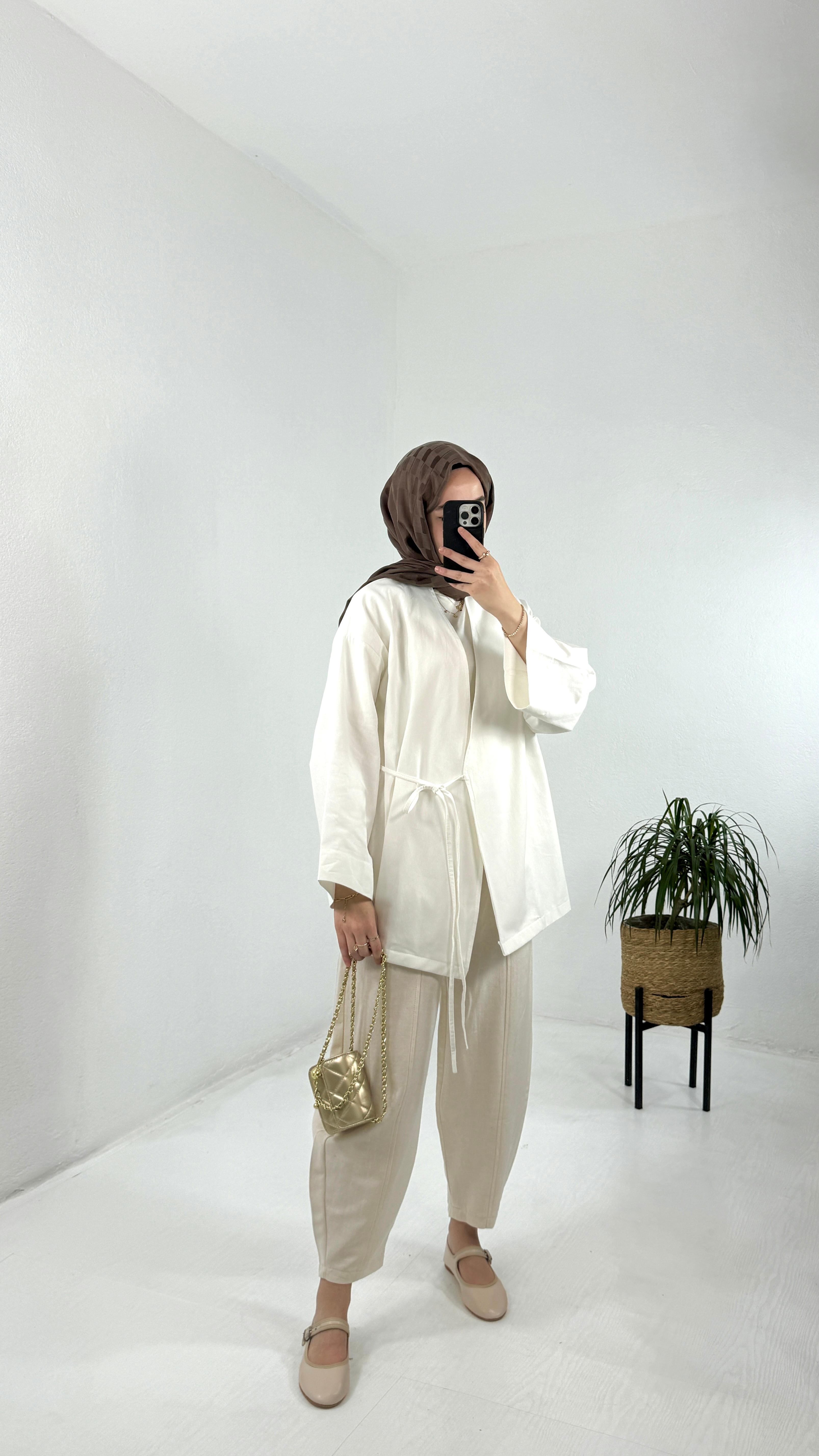Gabardin Kimono - Beyaz