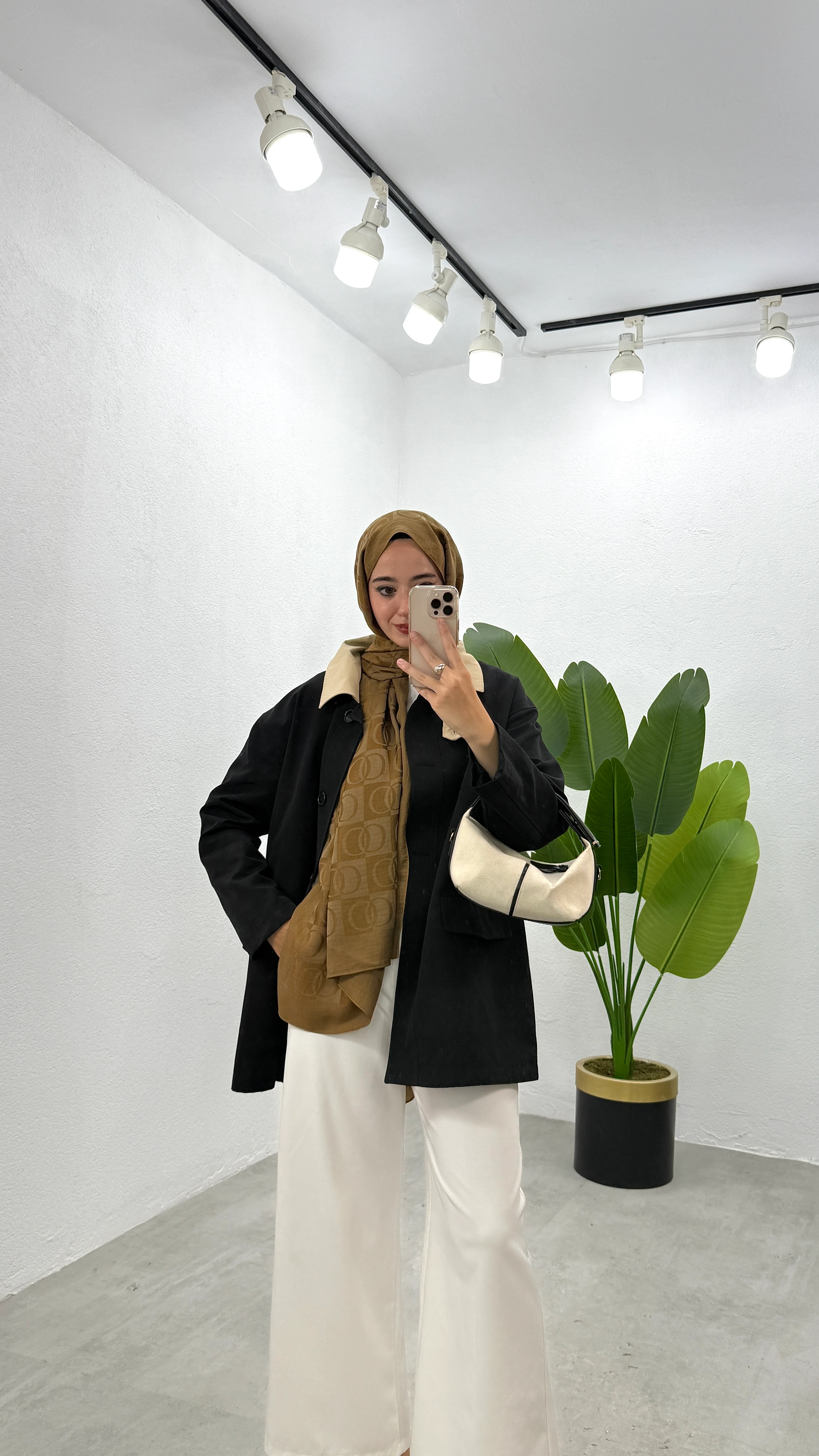 Çift Renk Trençkot - Siyah