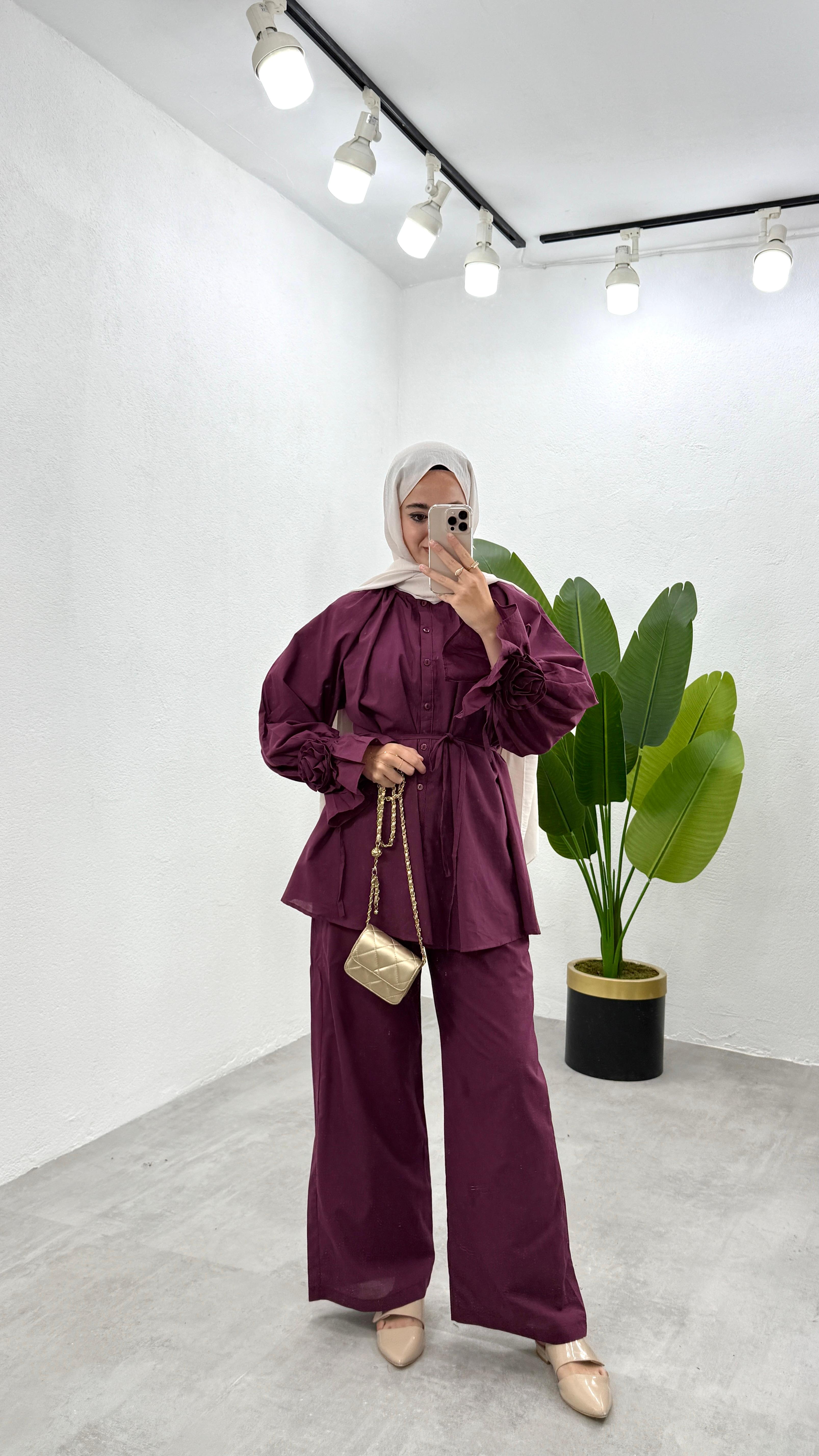Rose Viskon Takım - Mürdüm