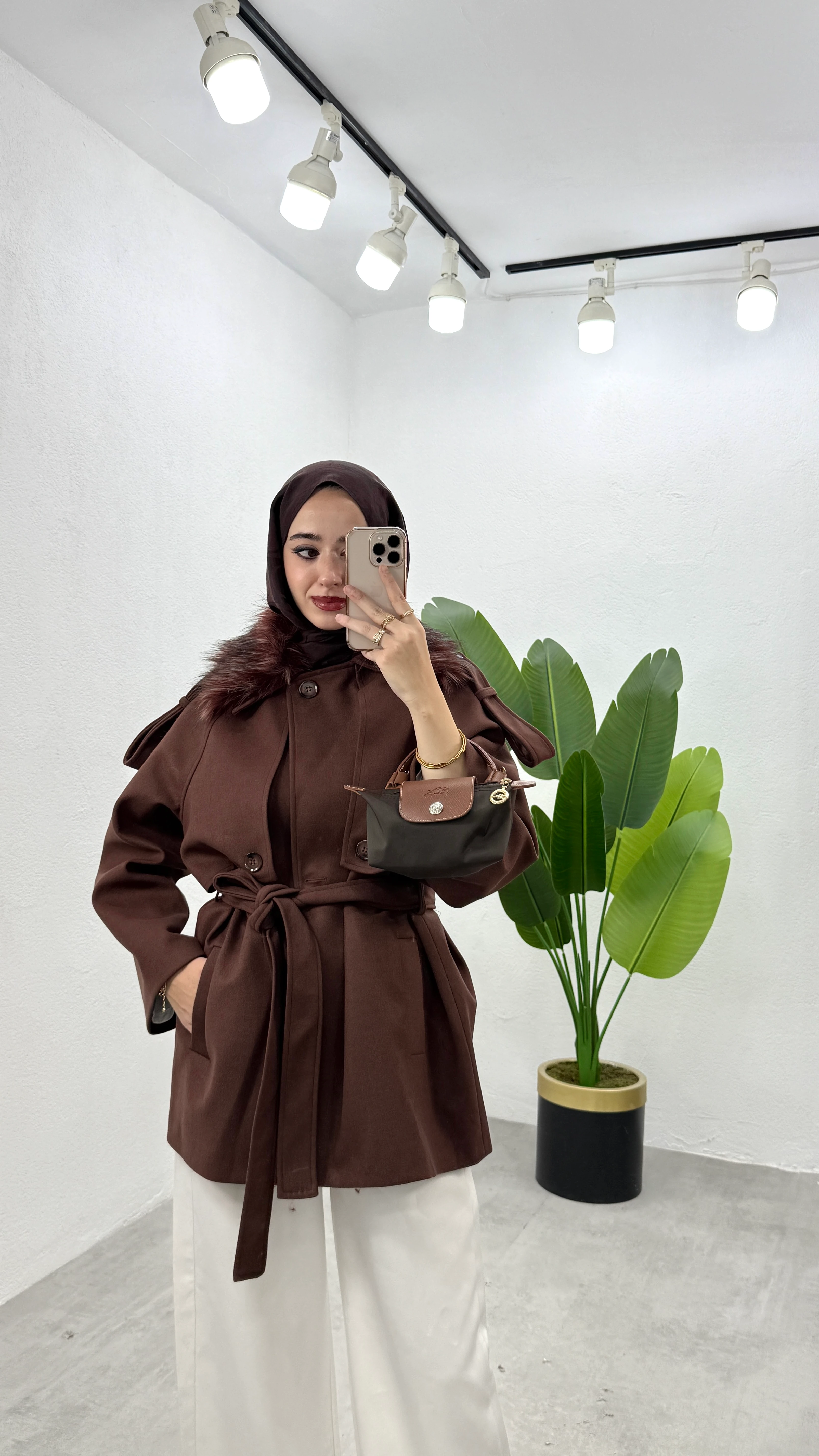 Rimmy Kürklü Kaban - Kahve