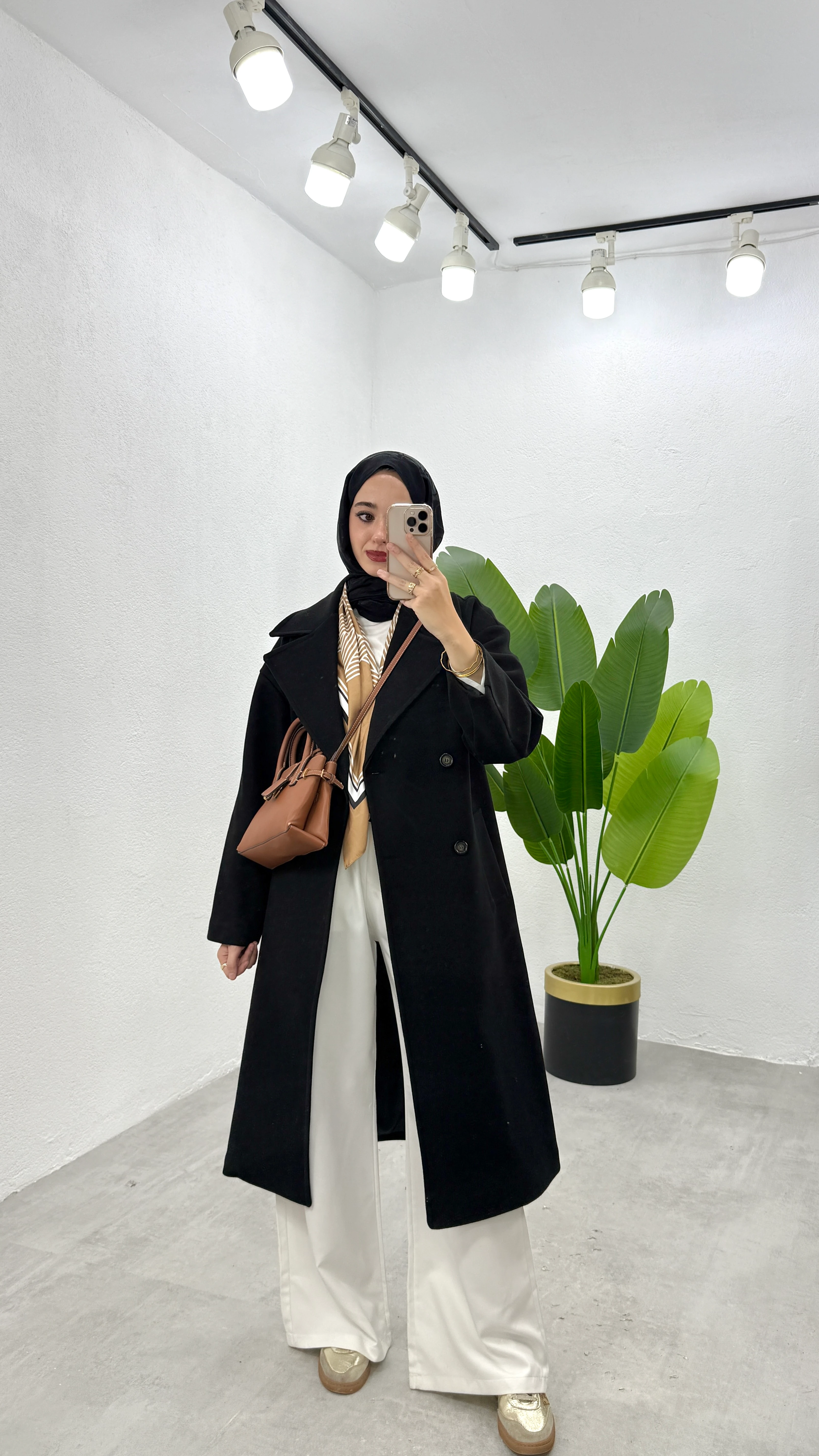 Oversize Astarlı Kaşe Kaban