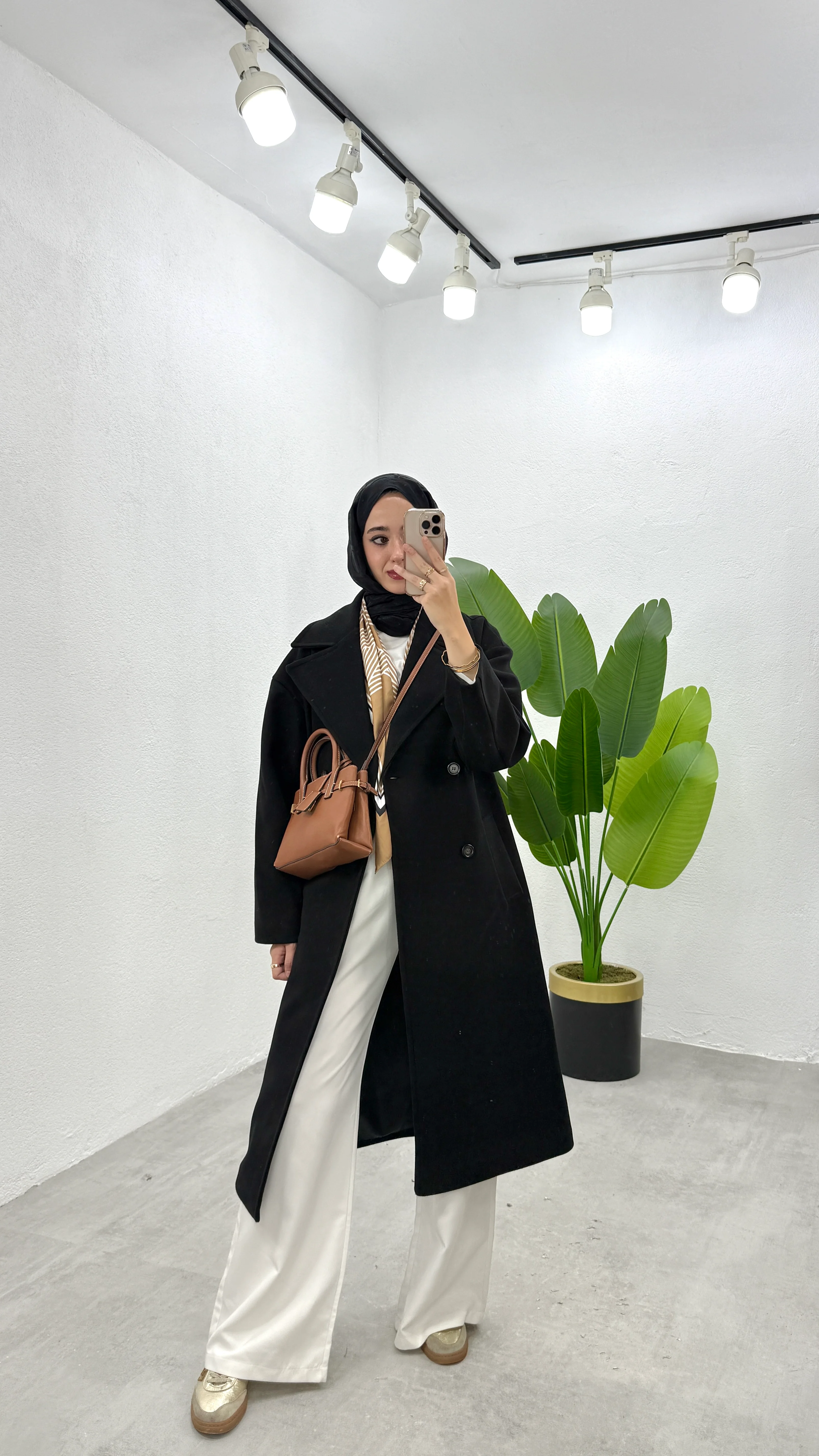 Oversize Astarlı Kaşe Kaban