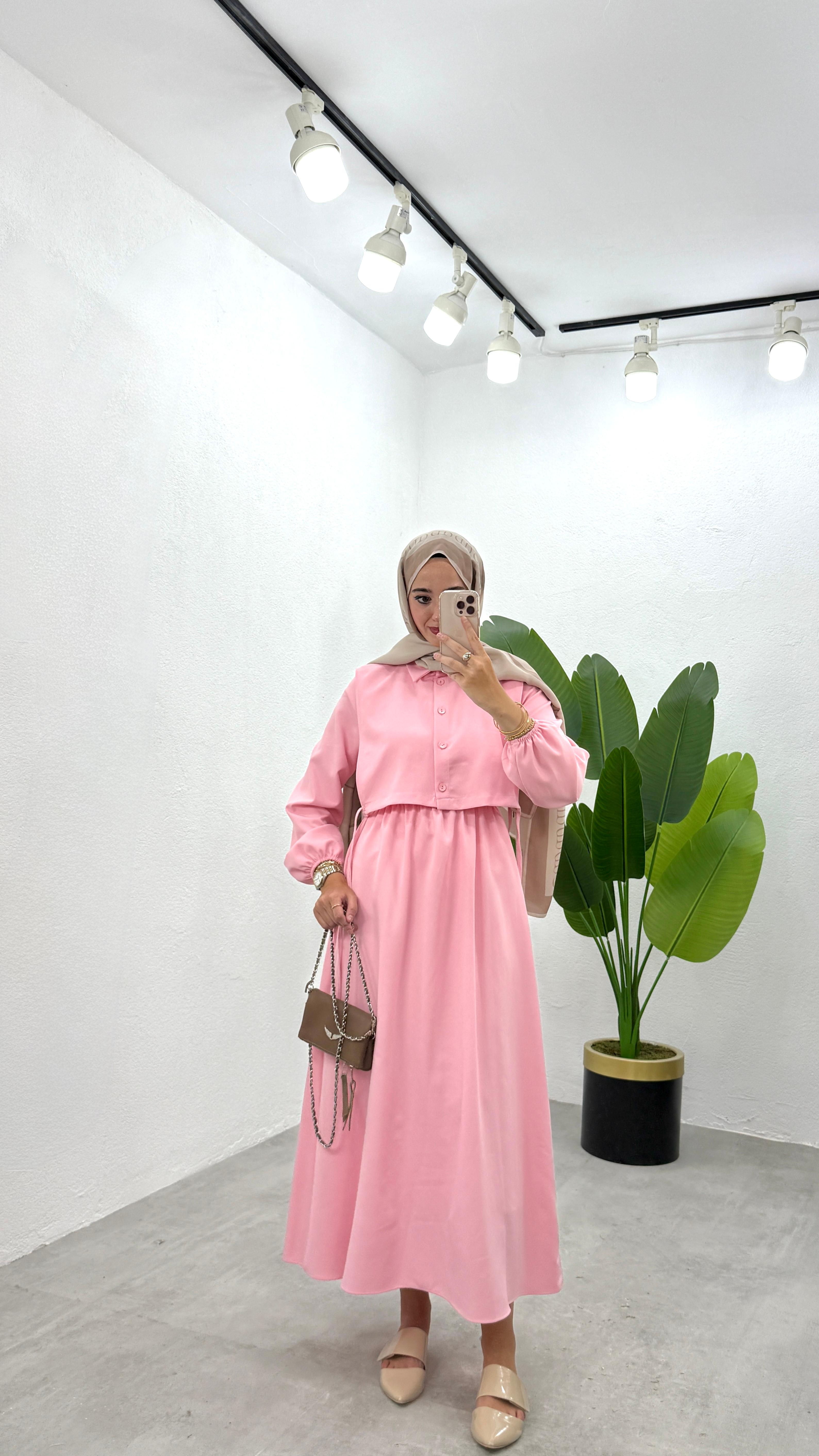İkili Bolero Elbise - Pembe
