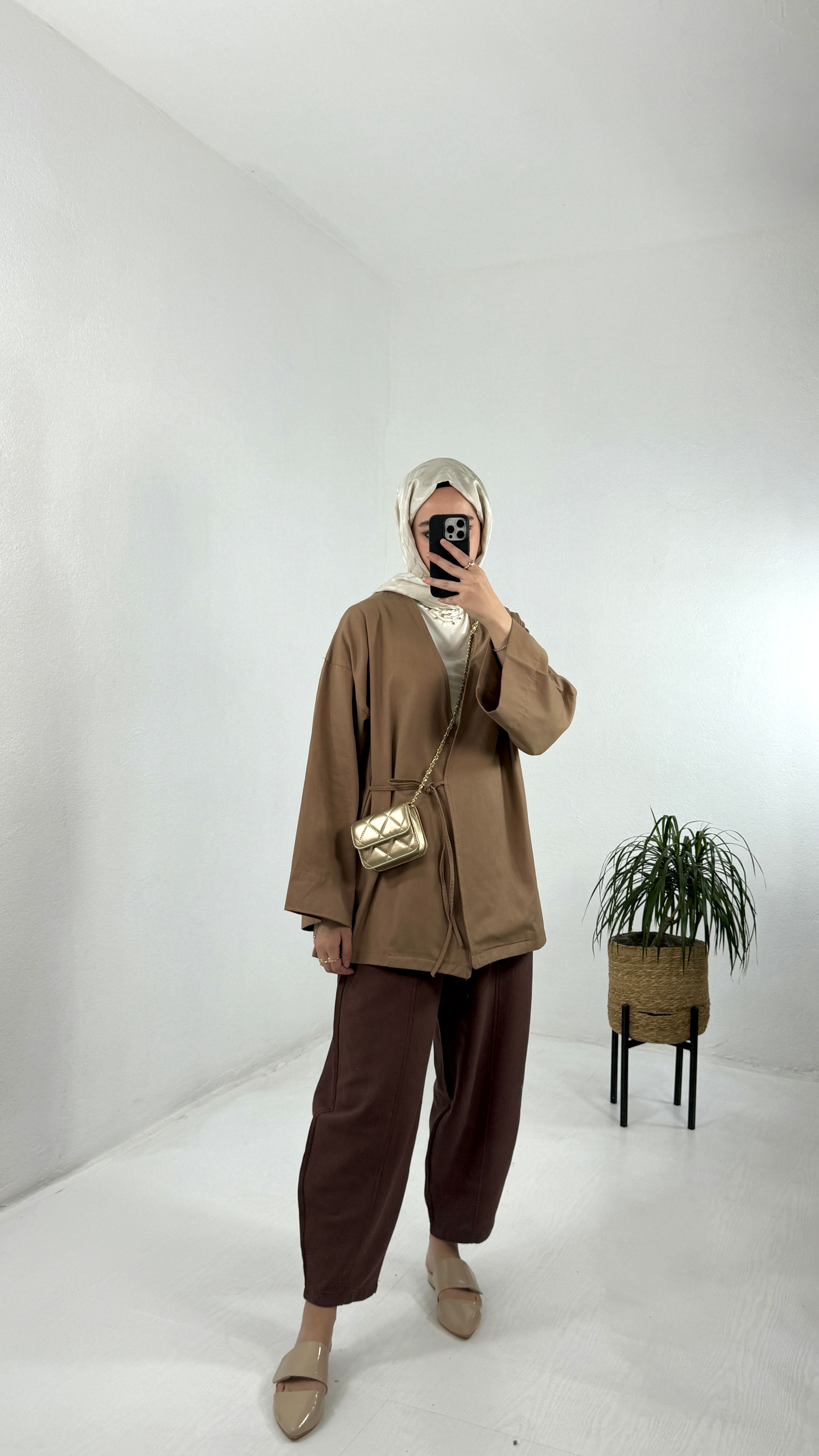 Gabardin Kimono - Vizon