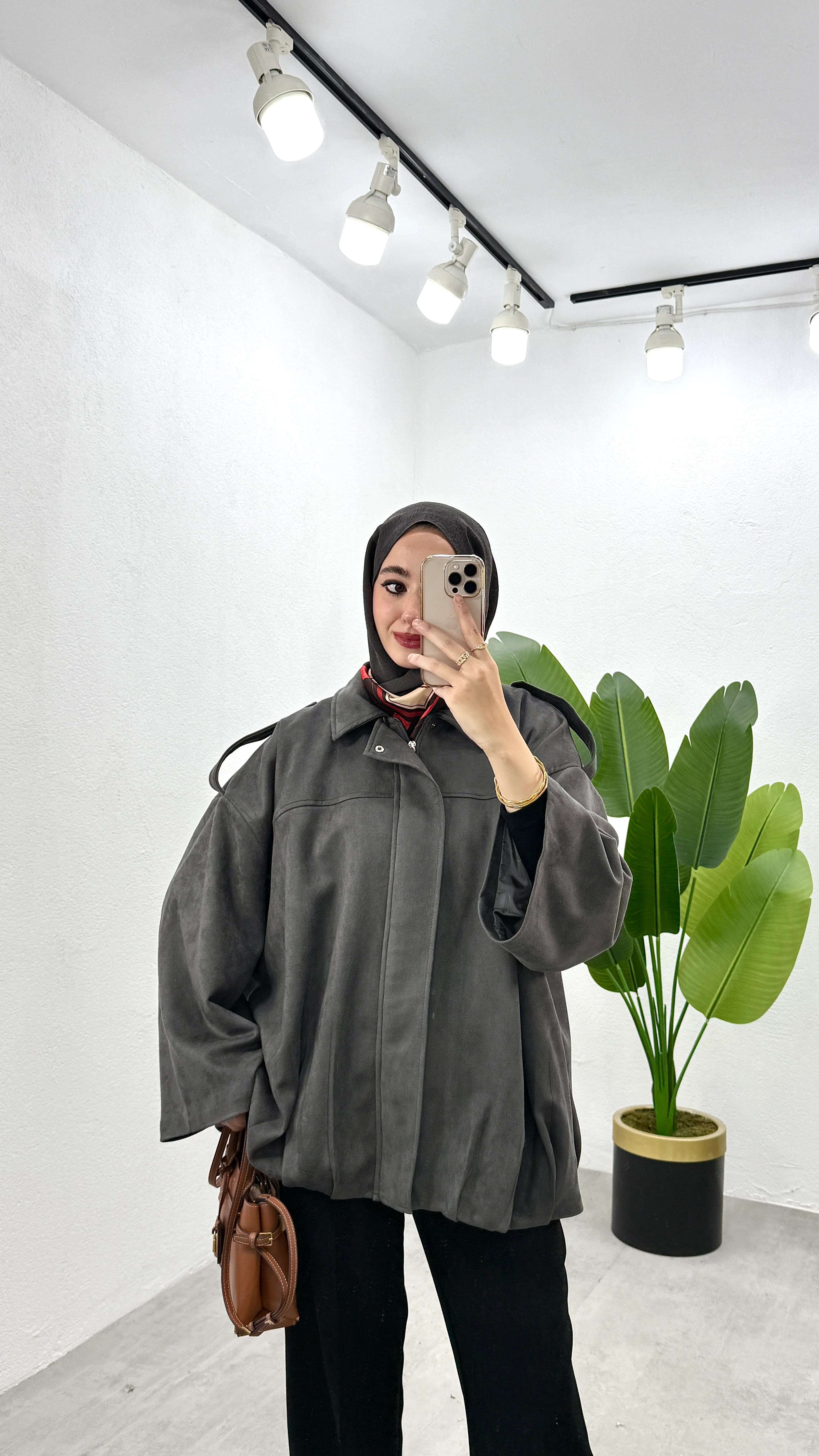 Bomber Süet Ceket - Gri