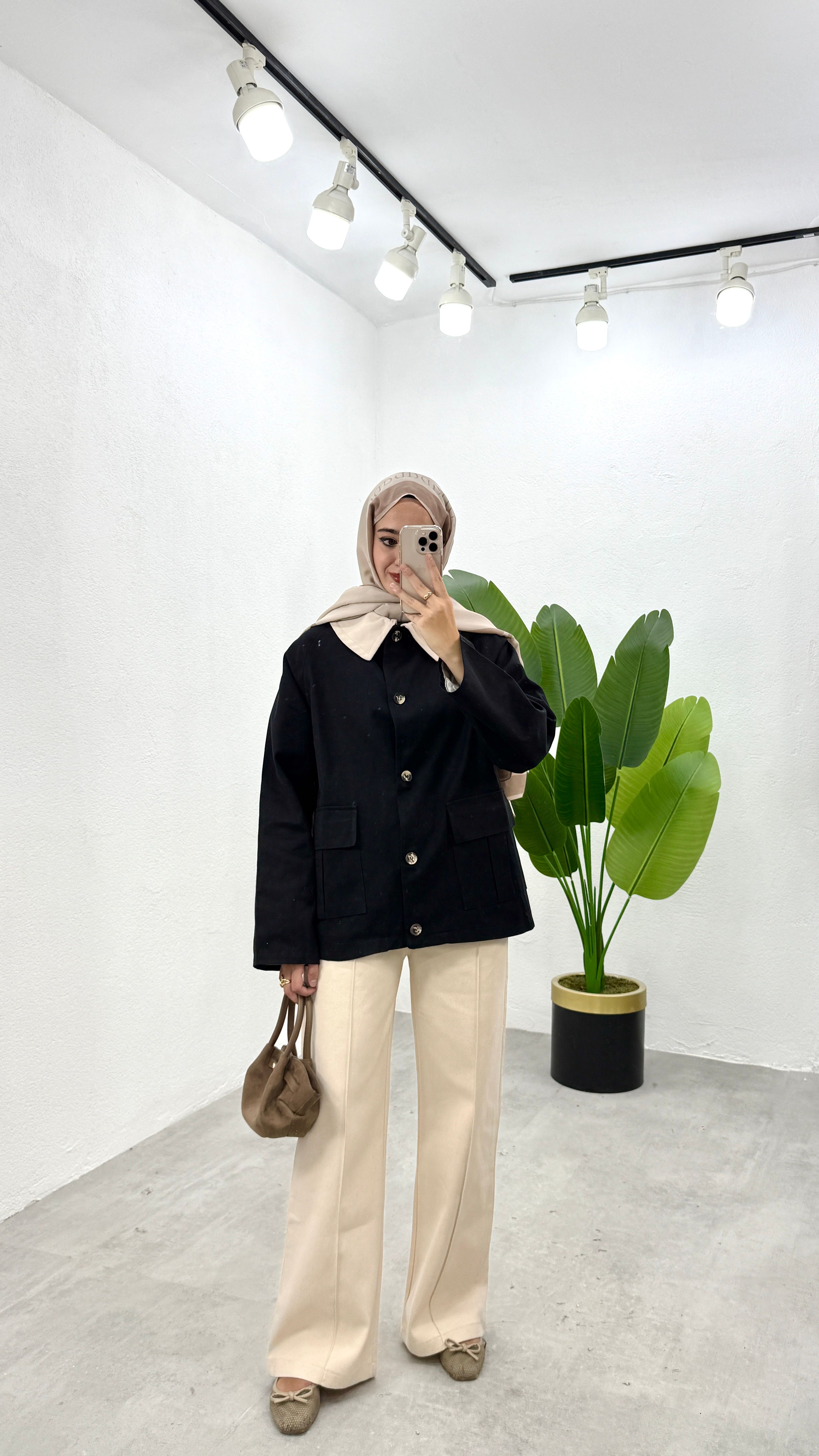Gabardin Parka Ceket - Siyah