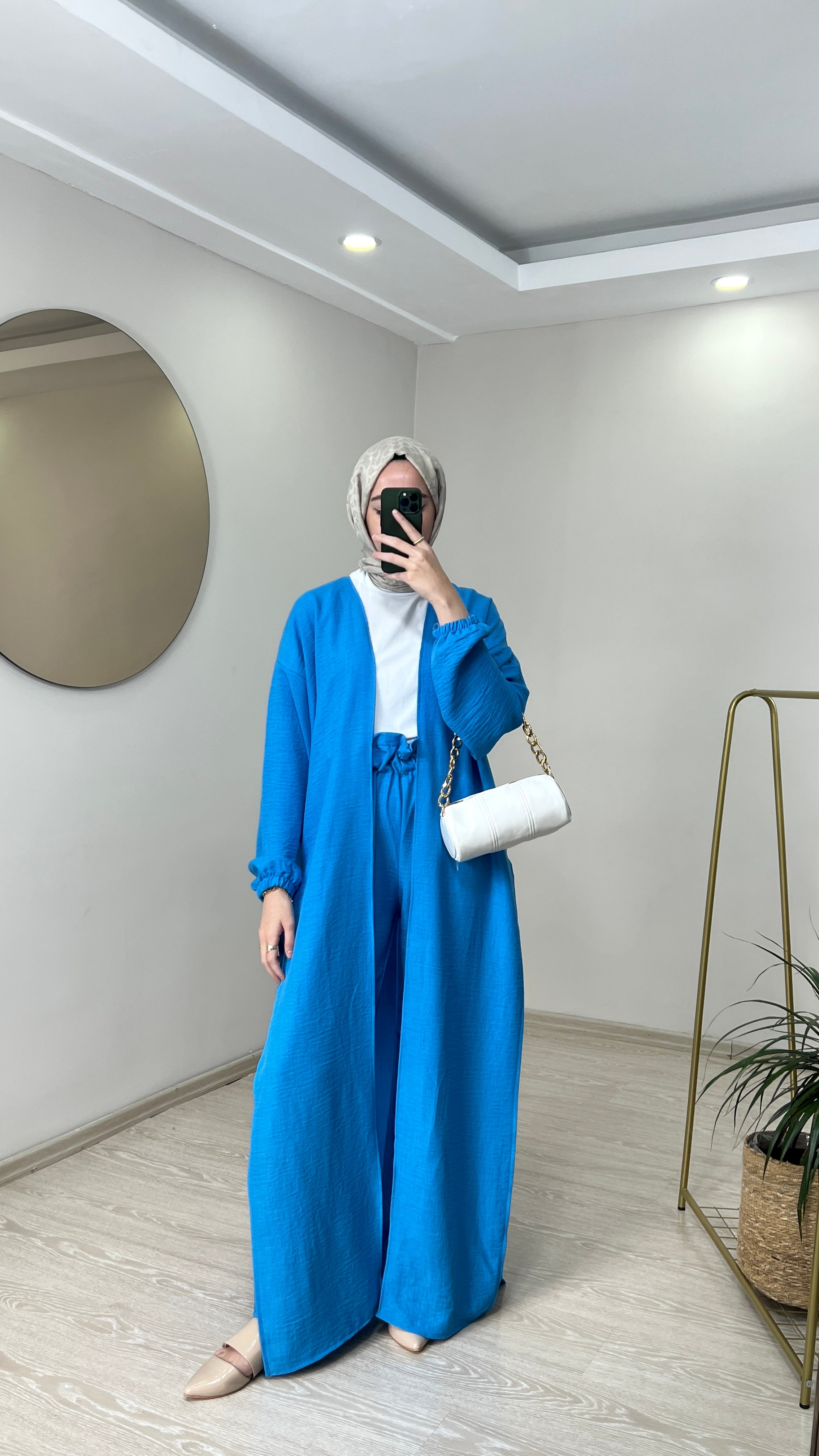 Bağlamalı Kimono Takım - Mavi