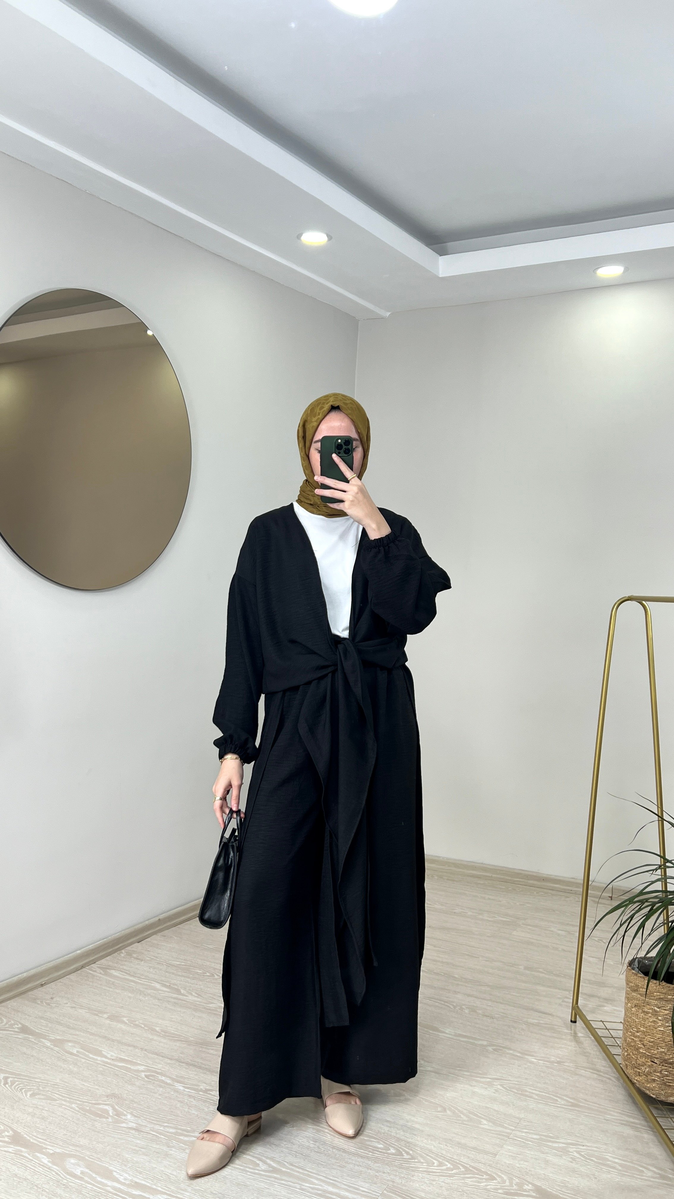 Bağlamalı Kimono Takım - Siyah