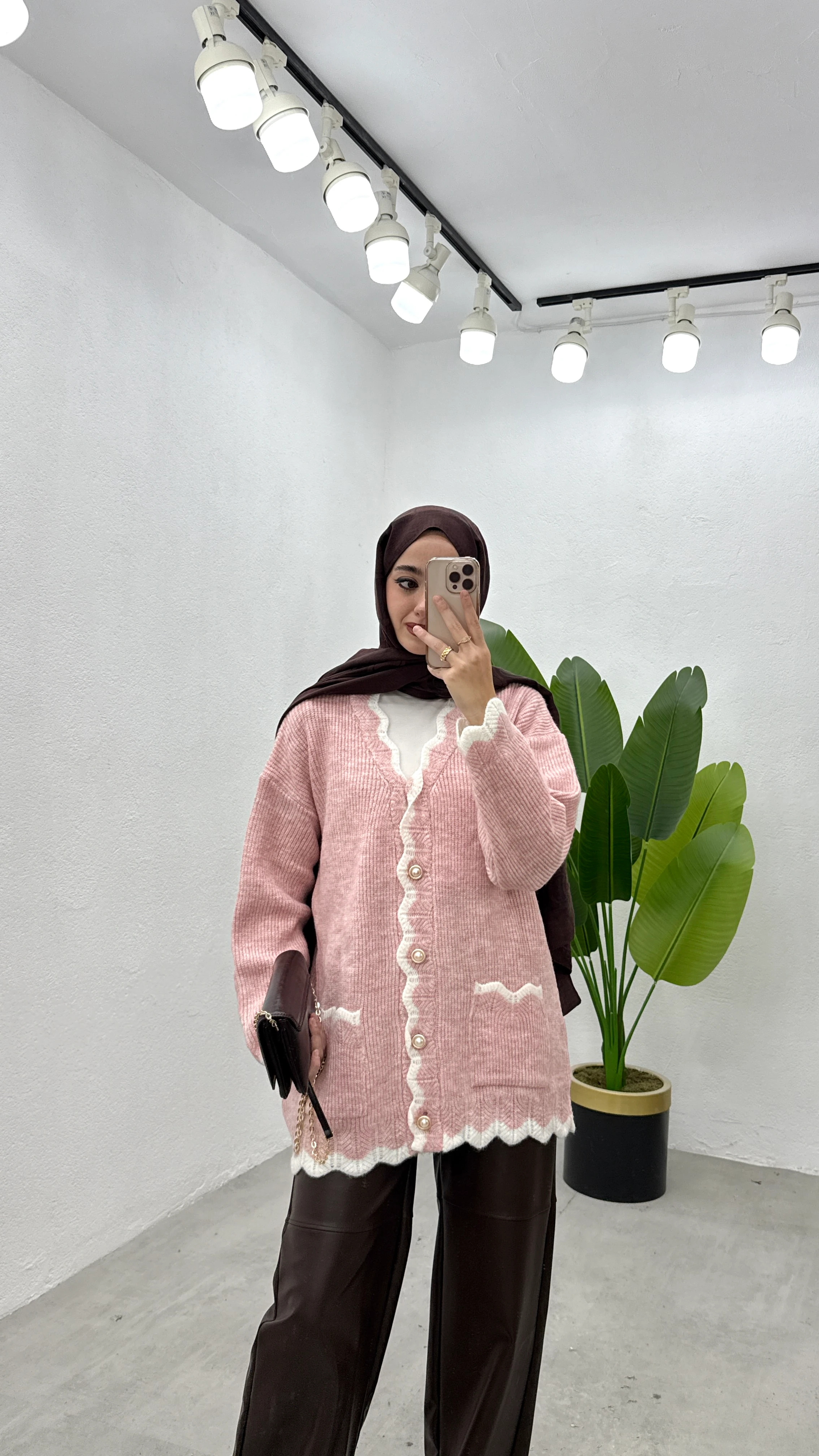 Çift Renk Hırka - Pembe