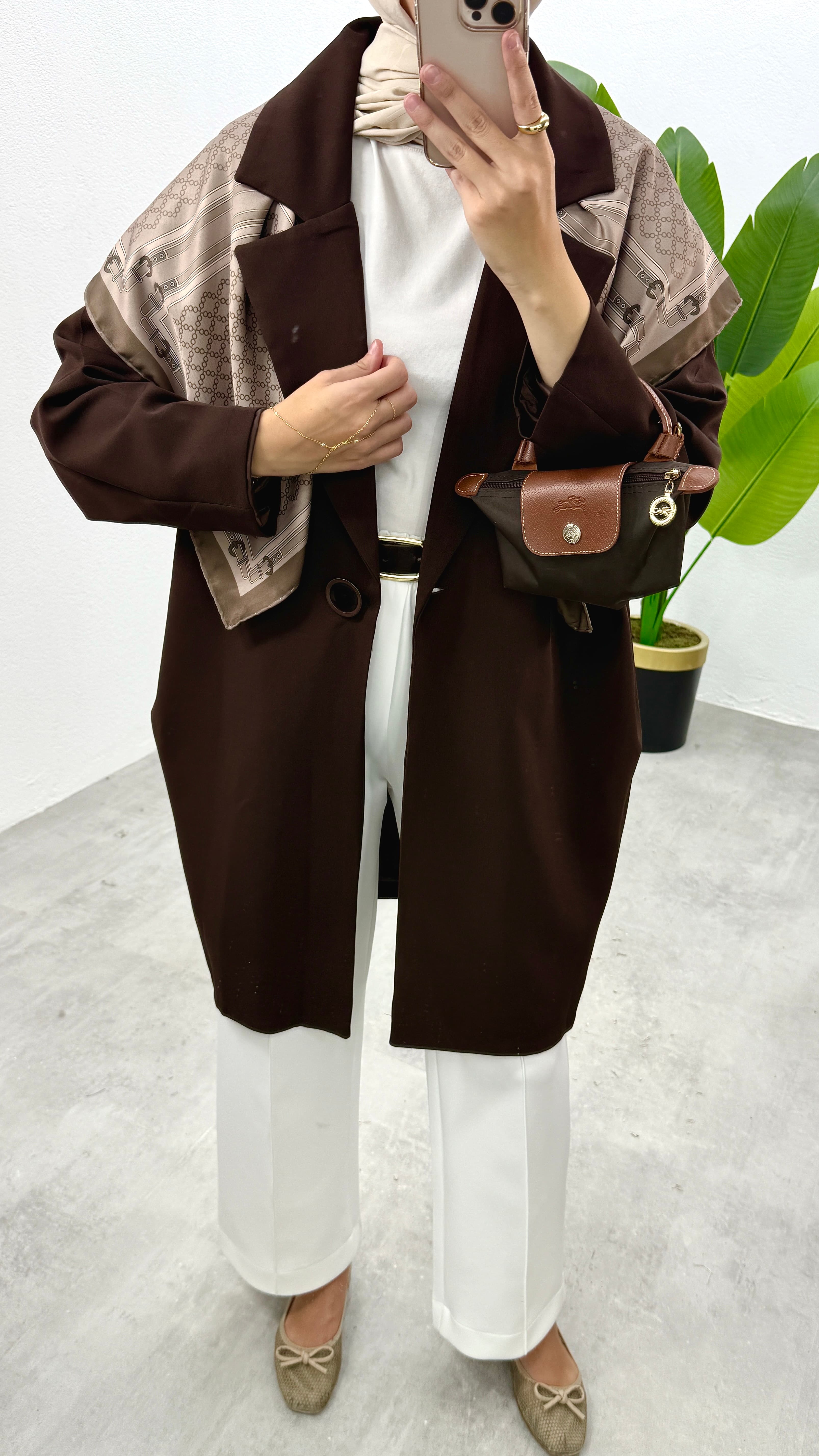 Uzun Blazer Ceket - Kahve