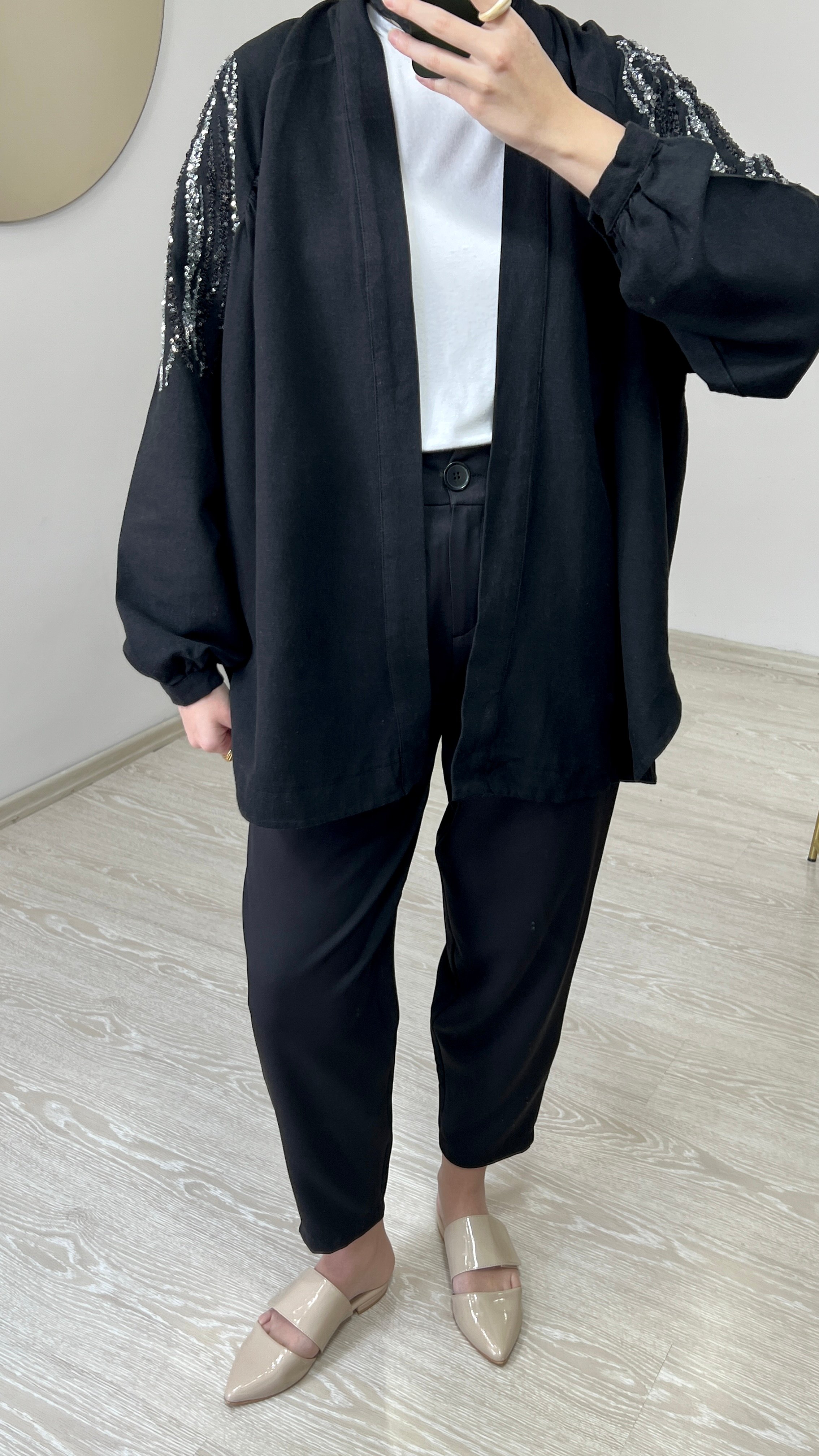 Pullu Keten Kimono