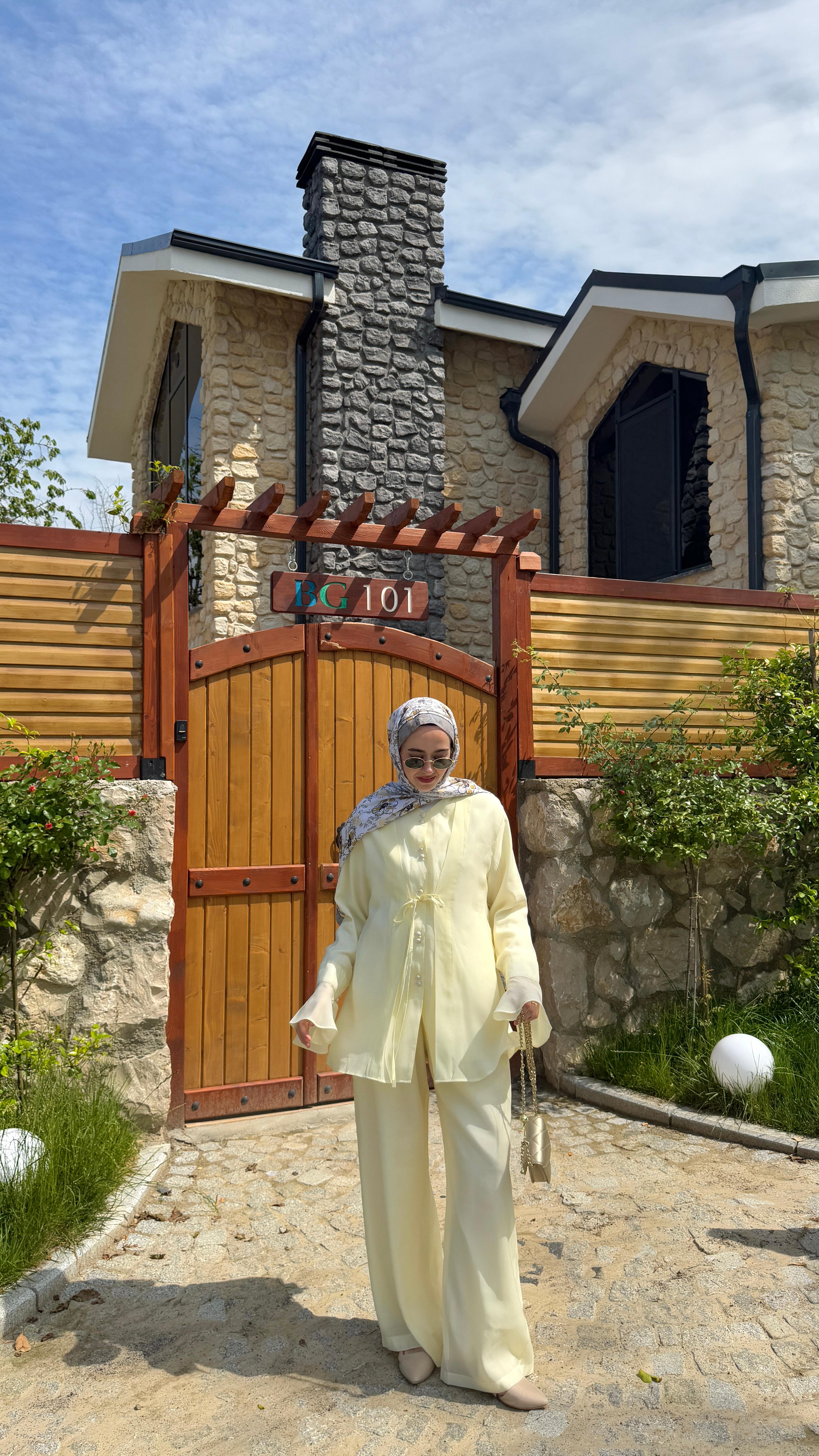 Moli Pamuk Vual Pantolonlu Takım