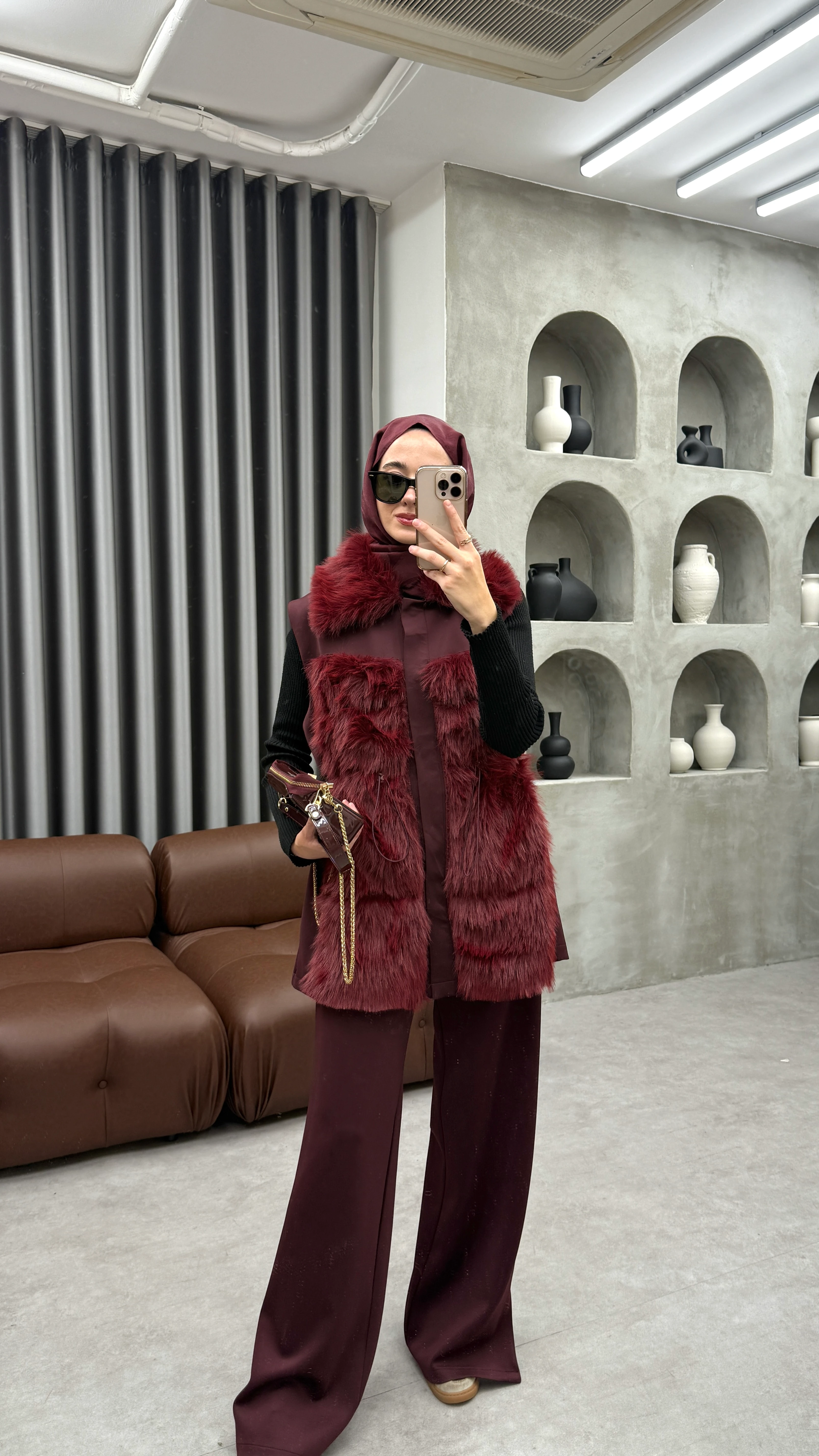 Parla Scuba Kürklü Takım - Bordo