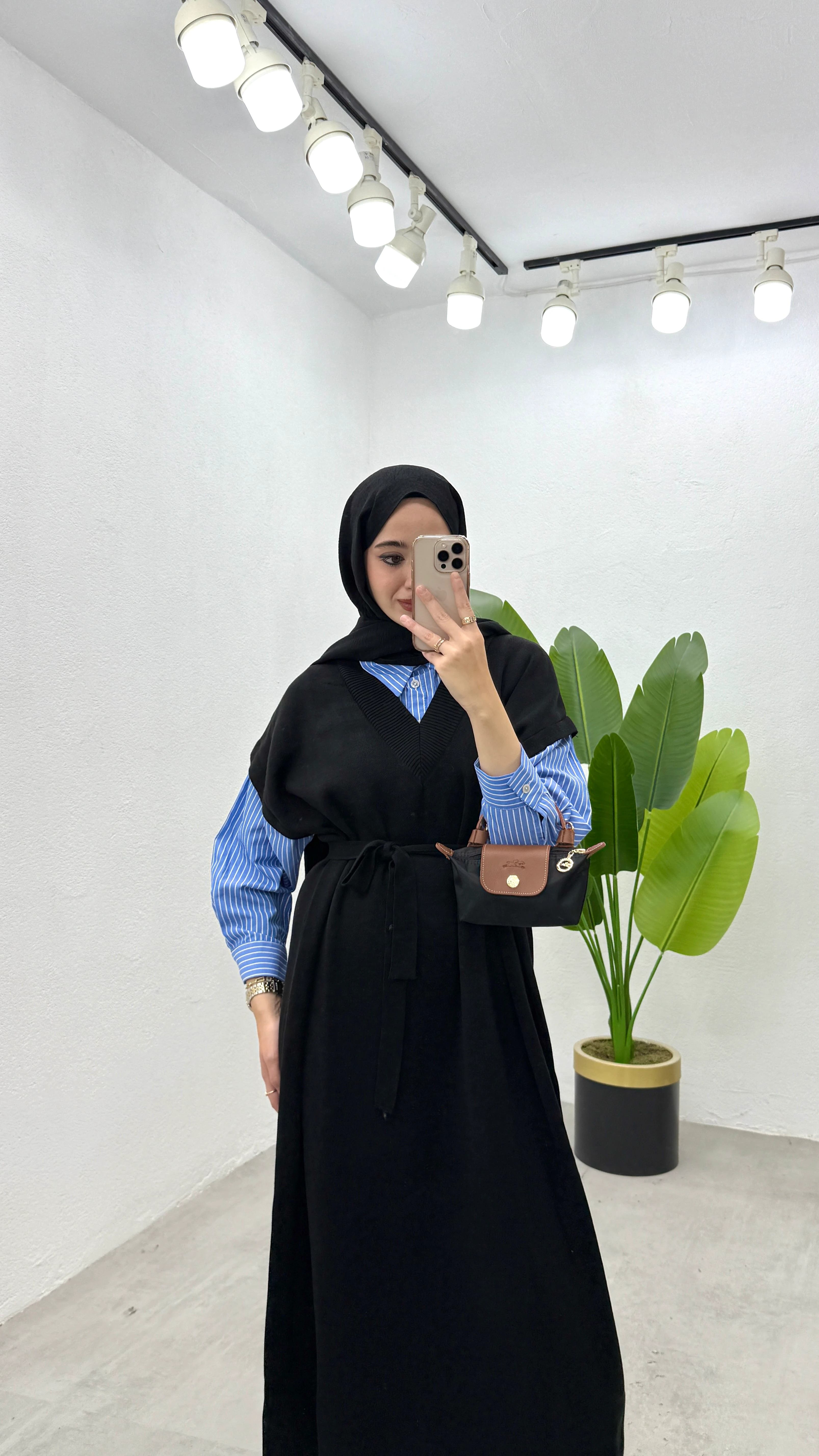 Triko Garnilli Elbise - Siyah