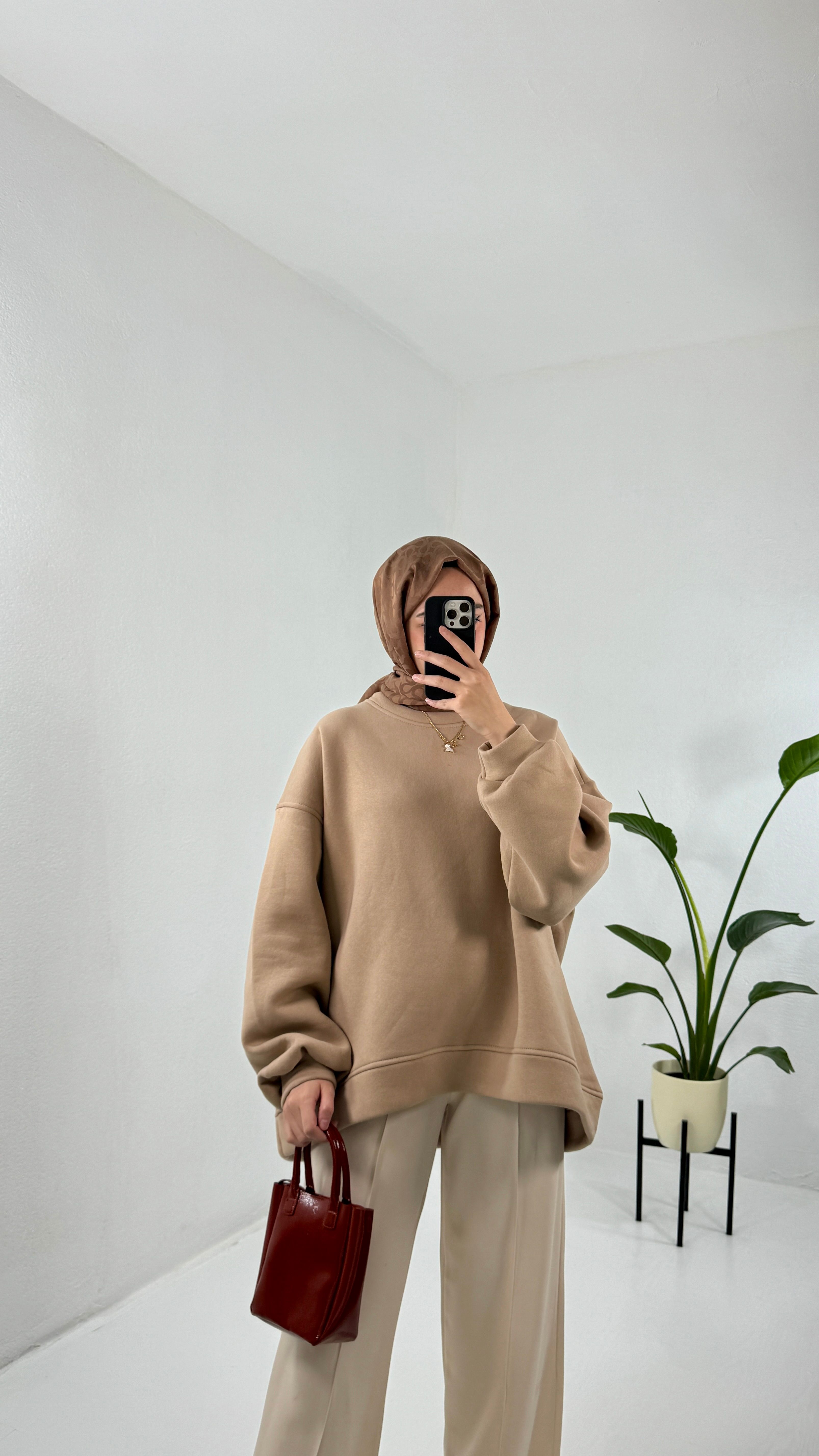 Rio Üç İplik Sweat - Camel