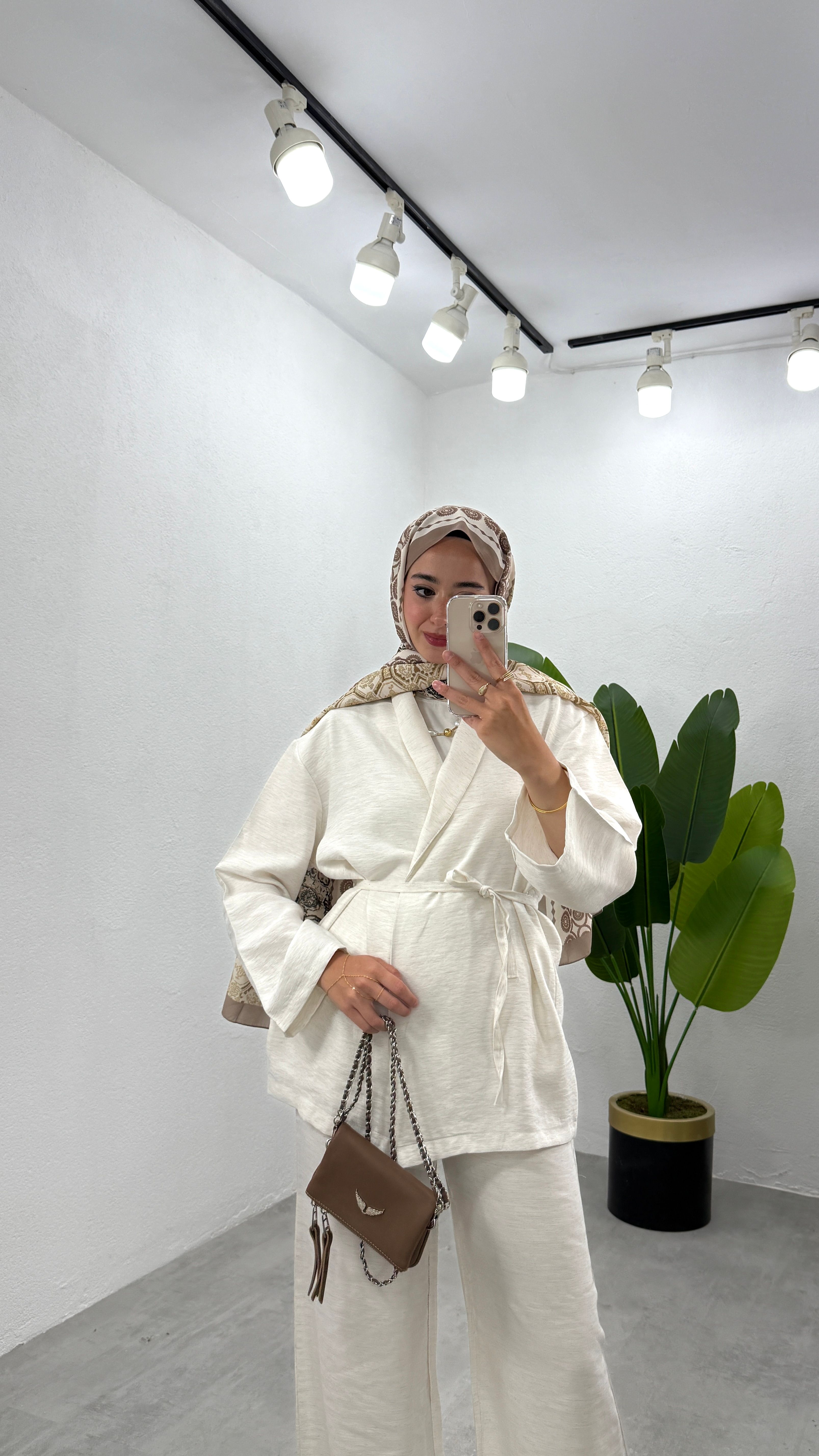 Keten Kimono Takım - Bej