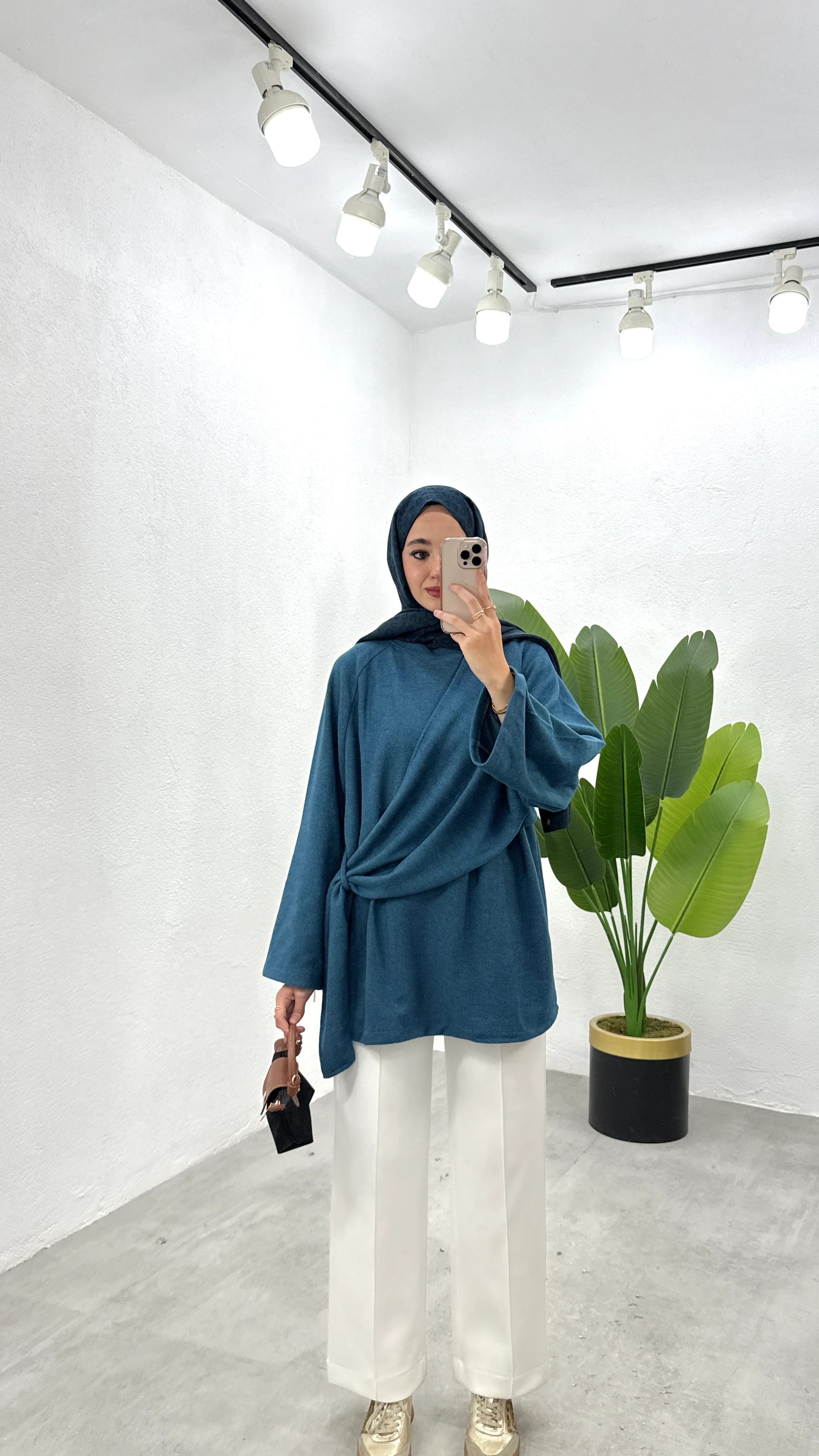 Şallı Tunik - Petrol Mavisi