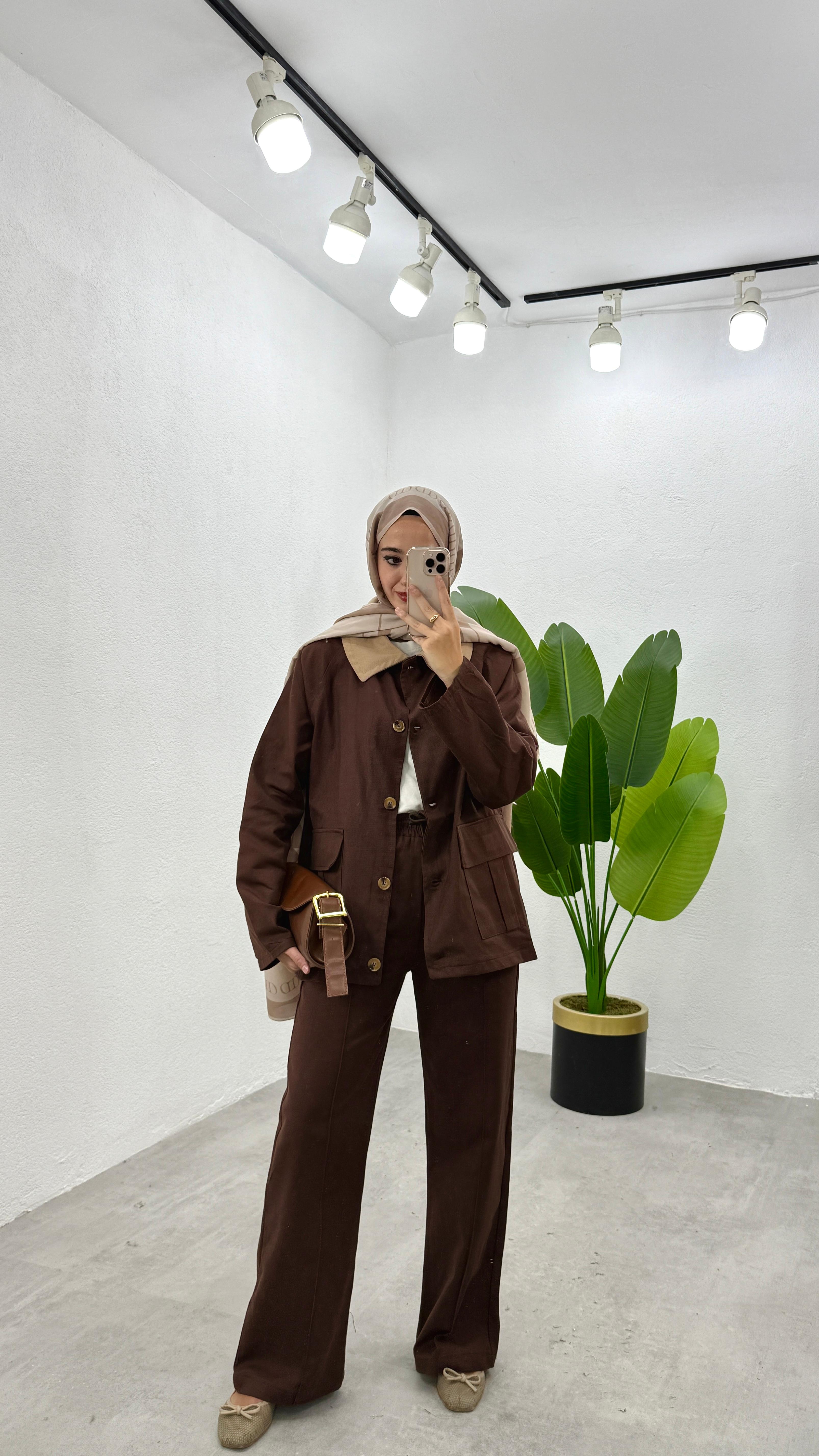 Gabardin Parka Ceket - Kahve