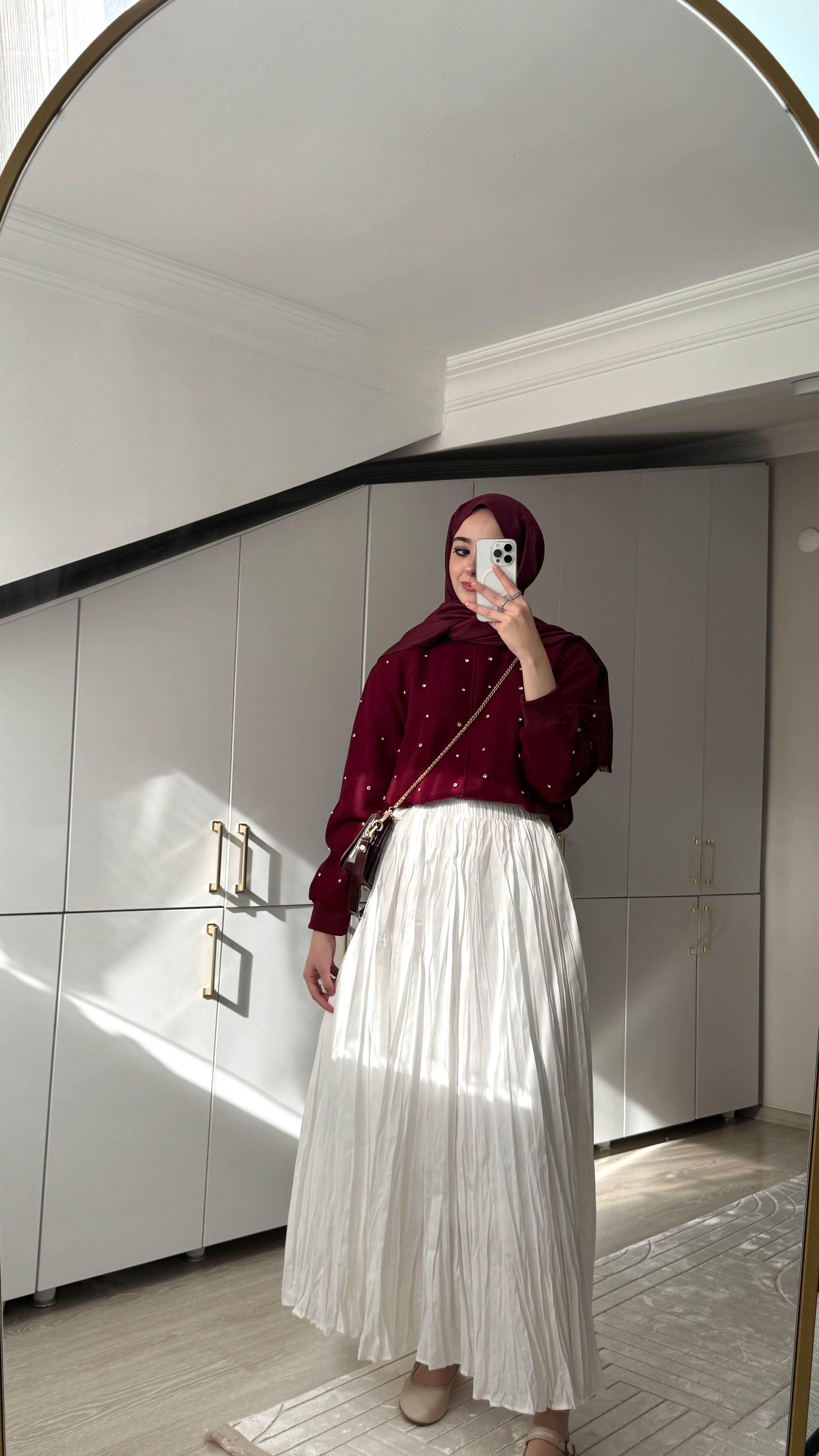 Taşlı Bomber Kaşe Ceket - Bordo