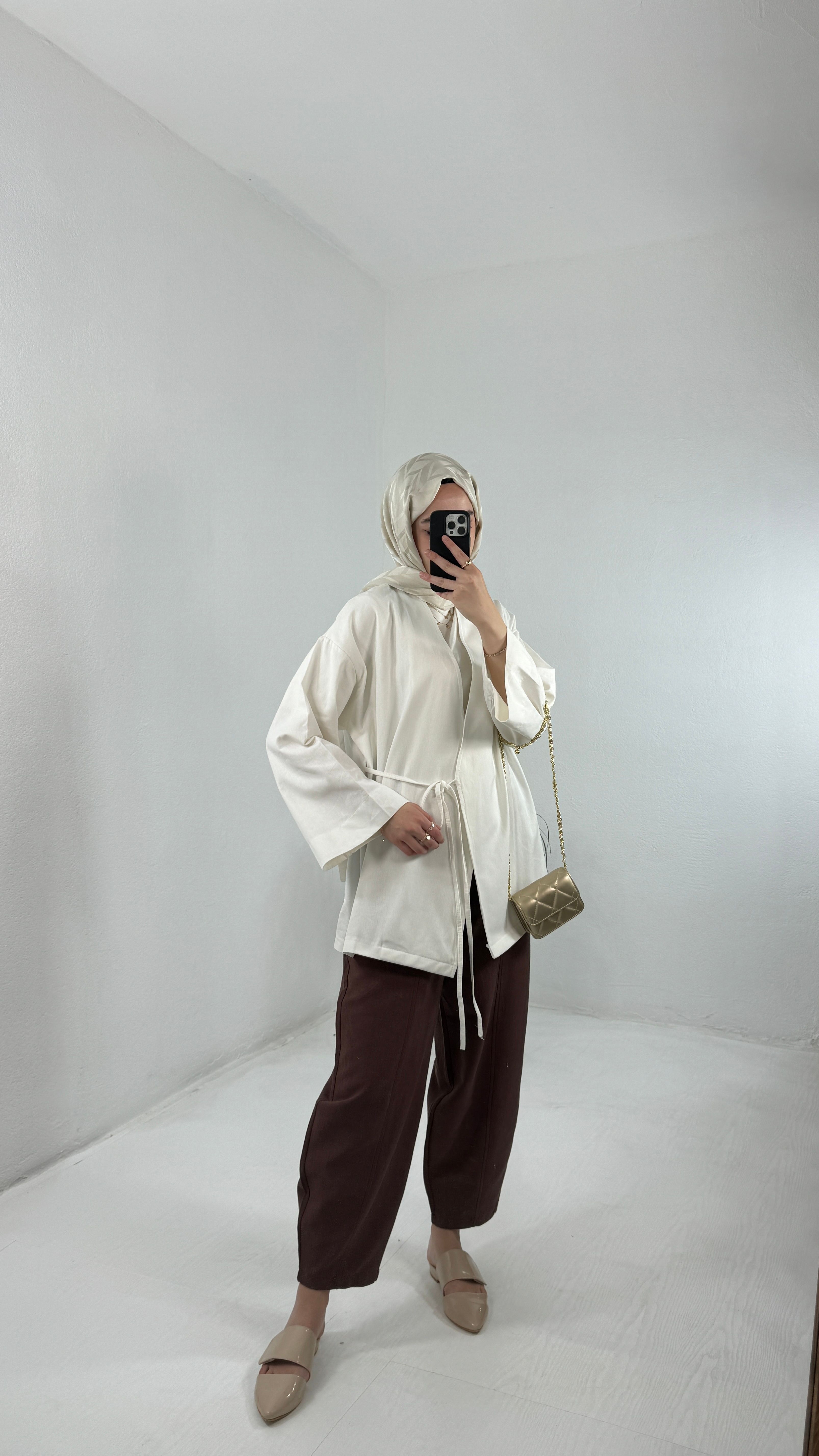 Gabardin Kimono - Beyaz