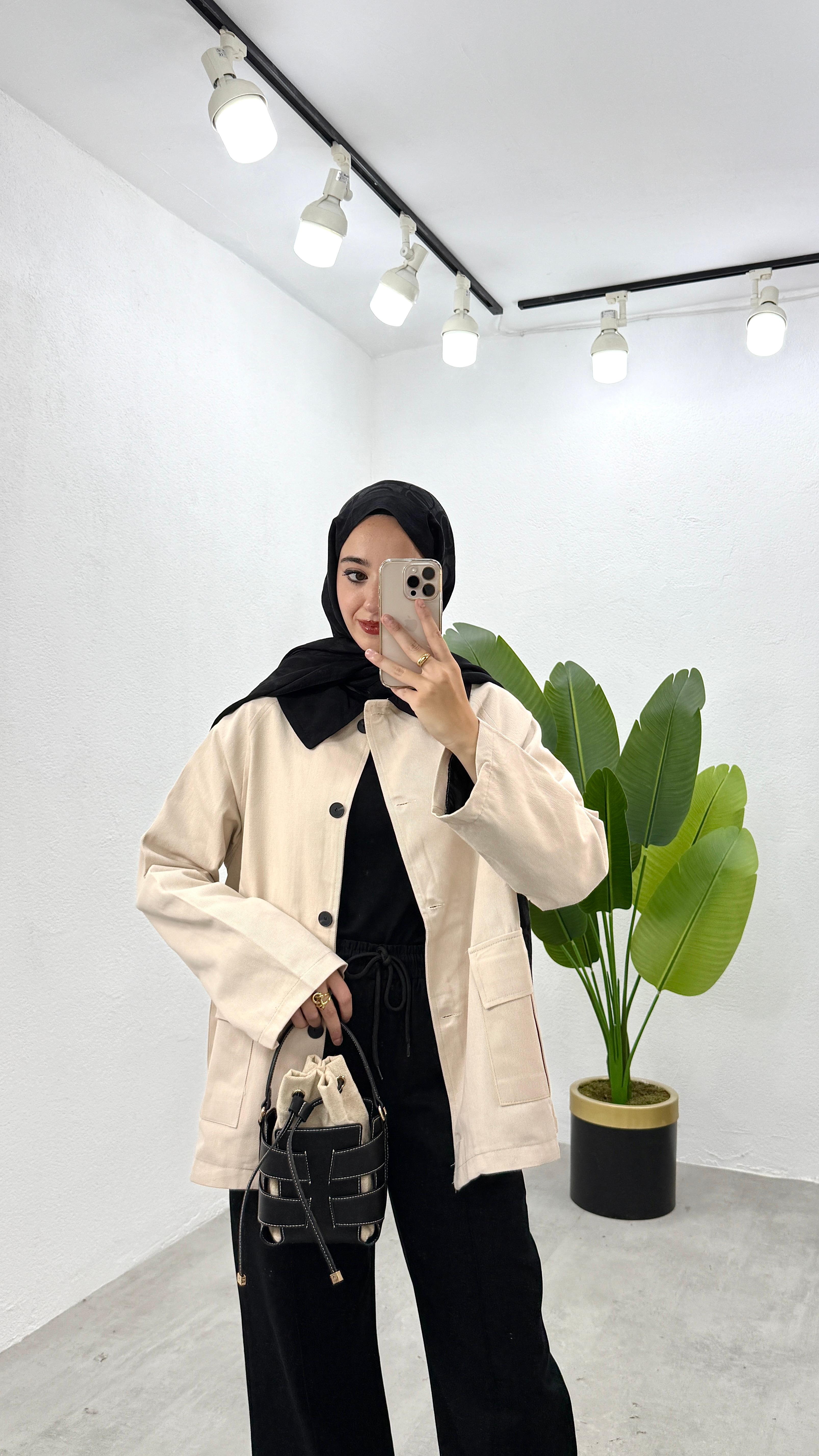 Gabardin Parka Ceket - Taş