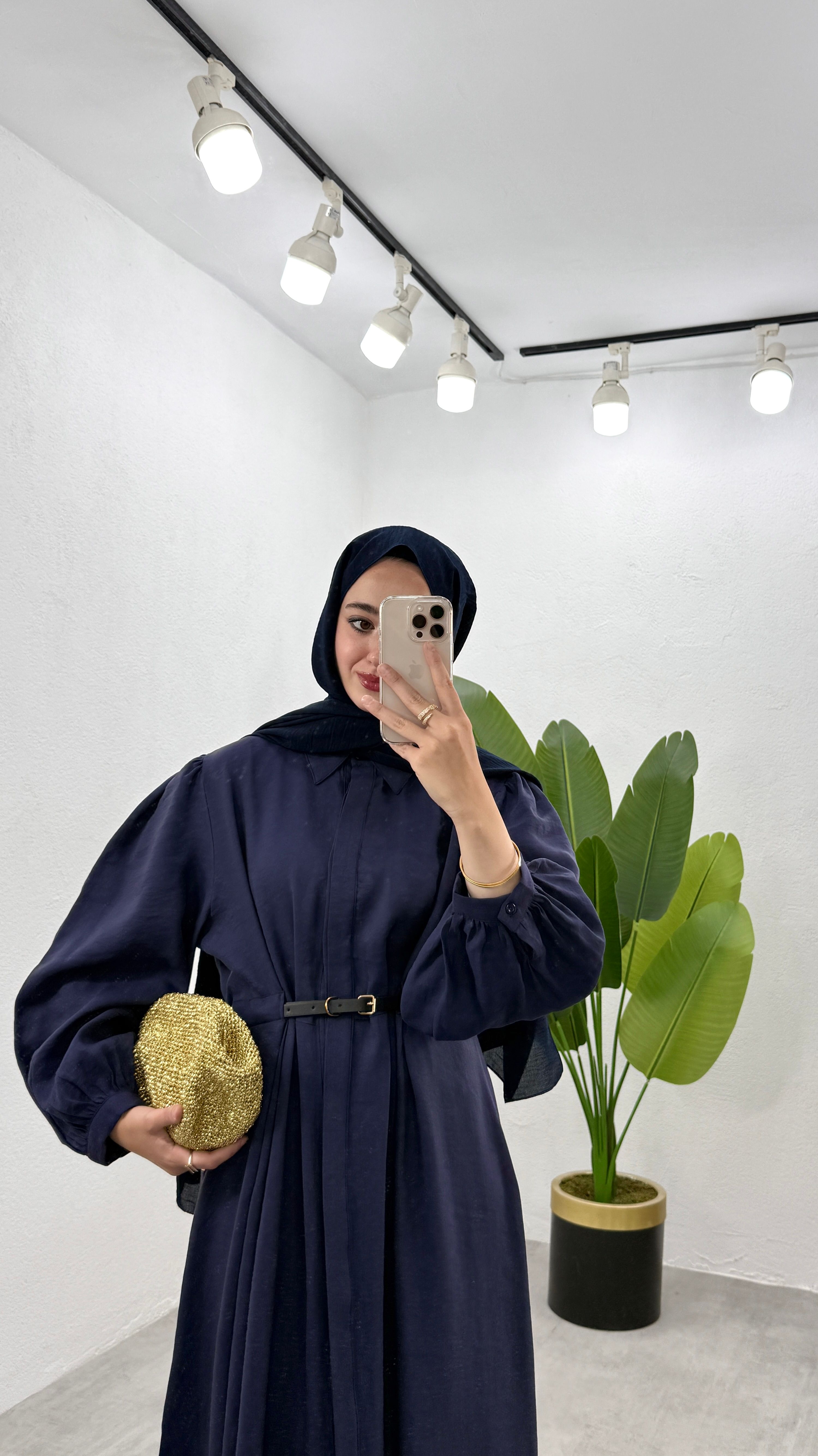 Kemerli LiLi Elbise - Lacivert