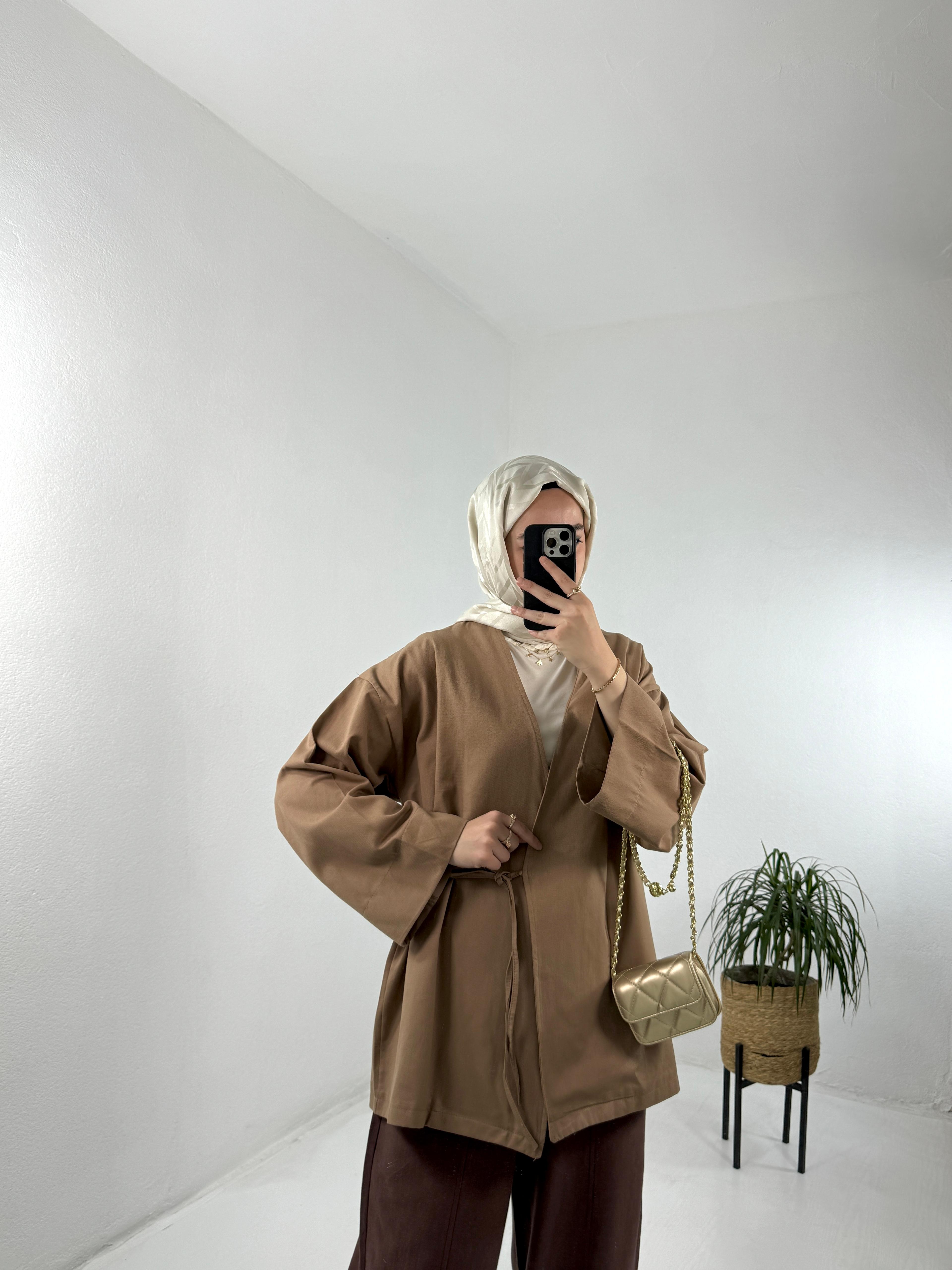 Gabardin Kimono - Vizon