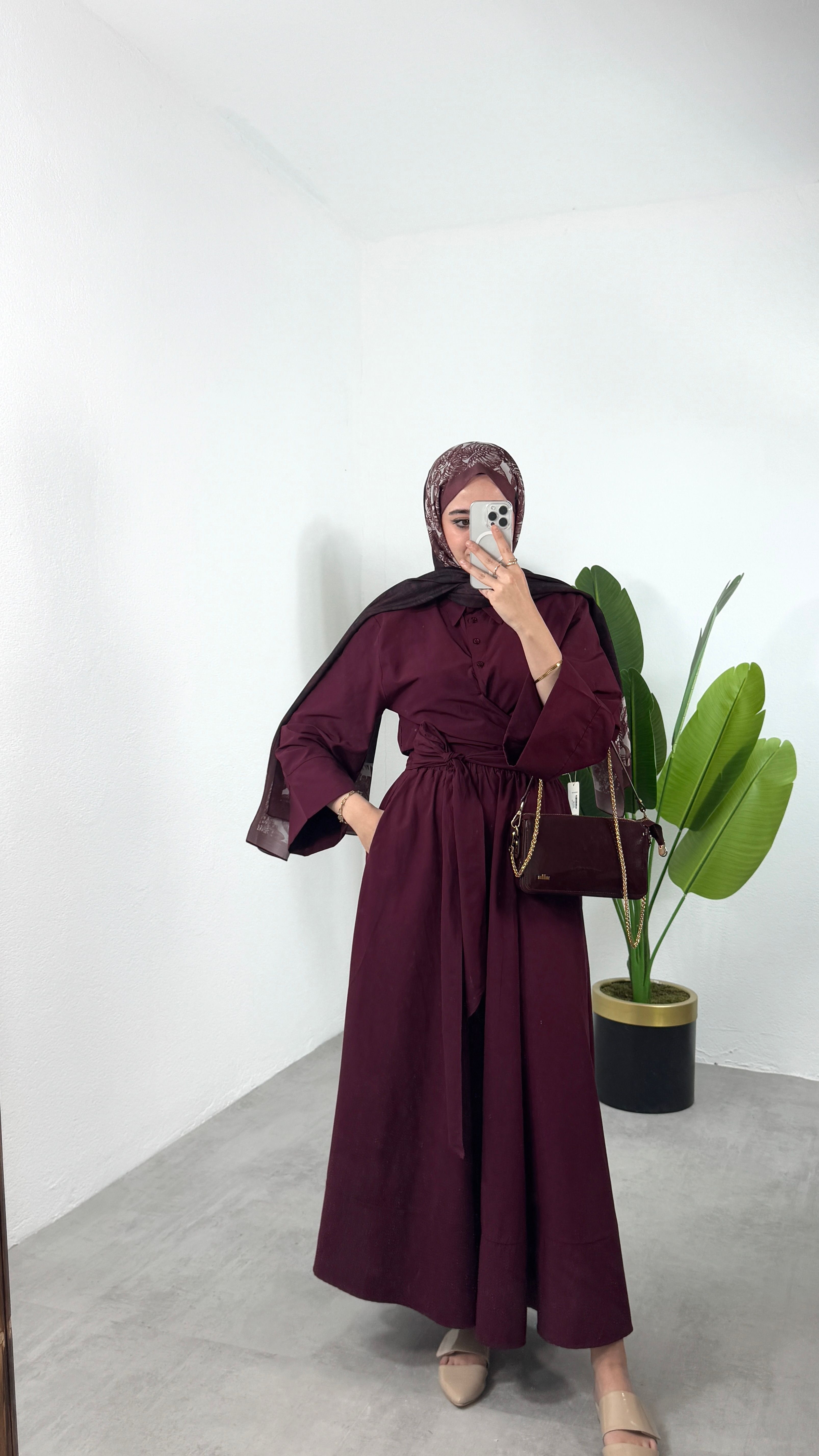 Desenli Şal - BORDO 5006