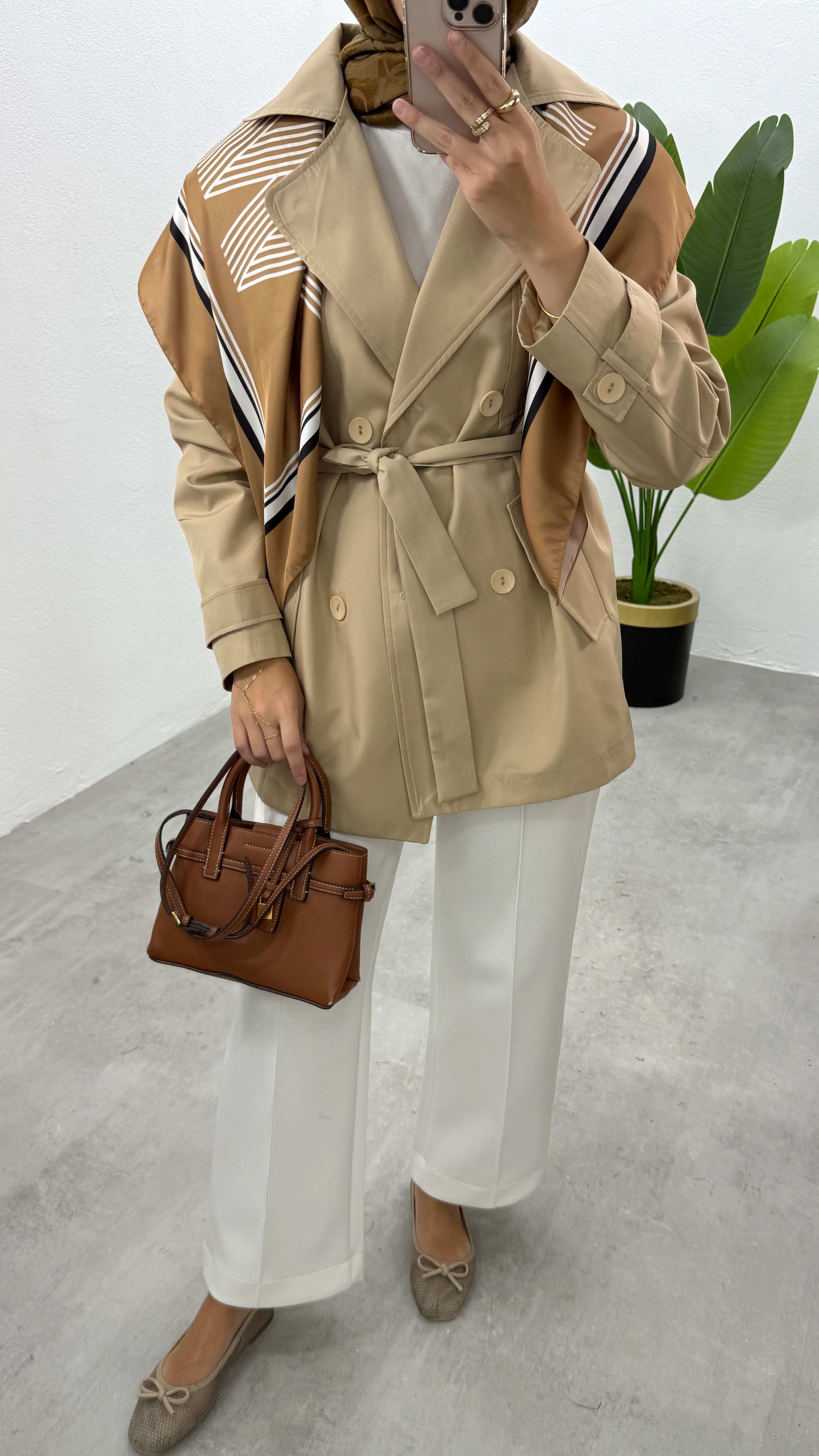 Kısa Eyyo Trençkot - Bej