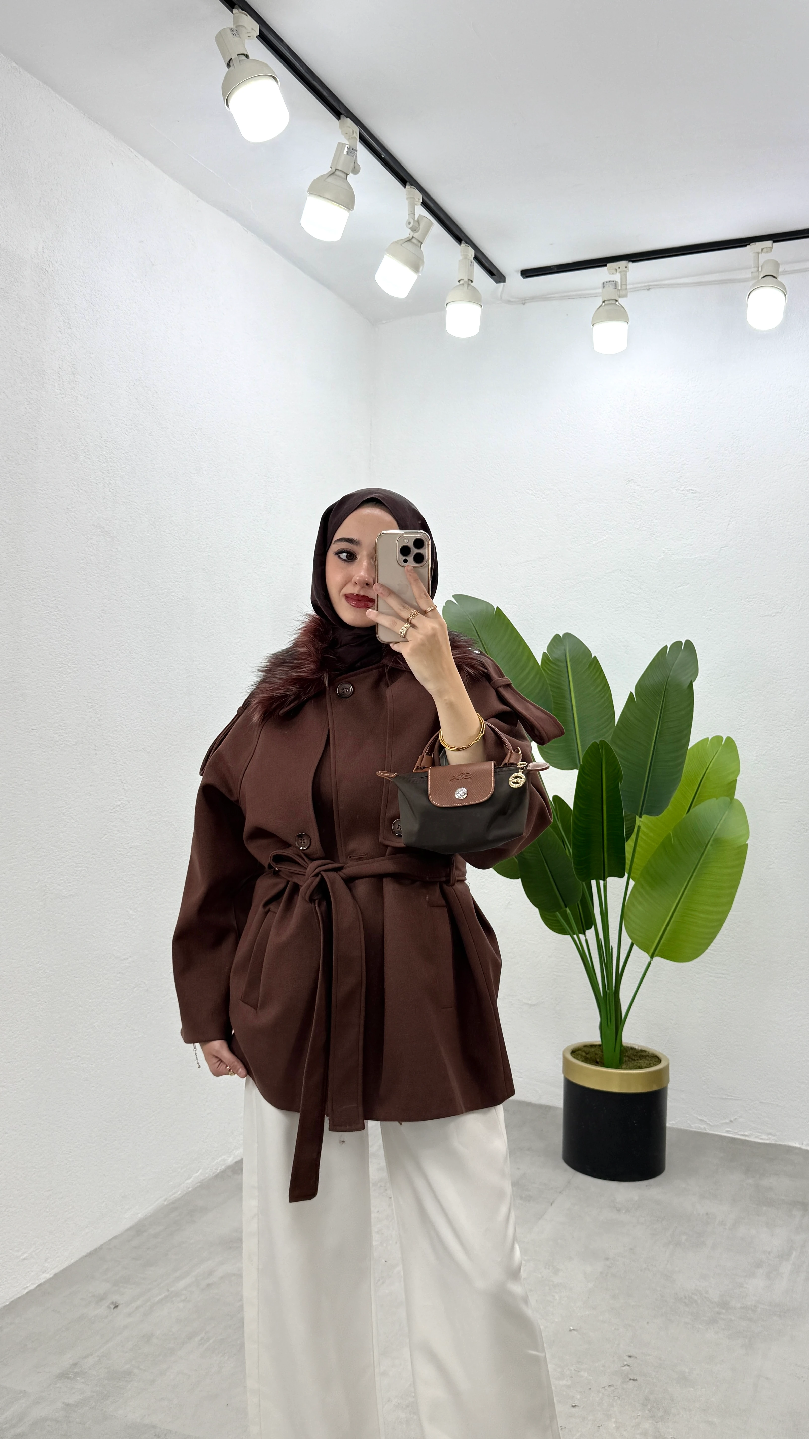 Rimmy Kürklü Kaban - Kahve