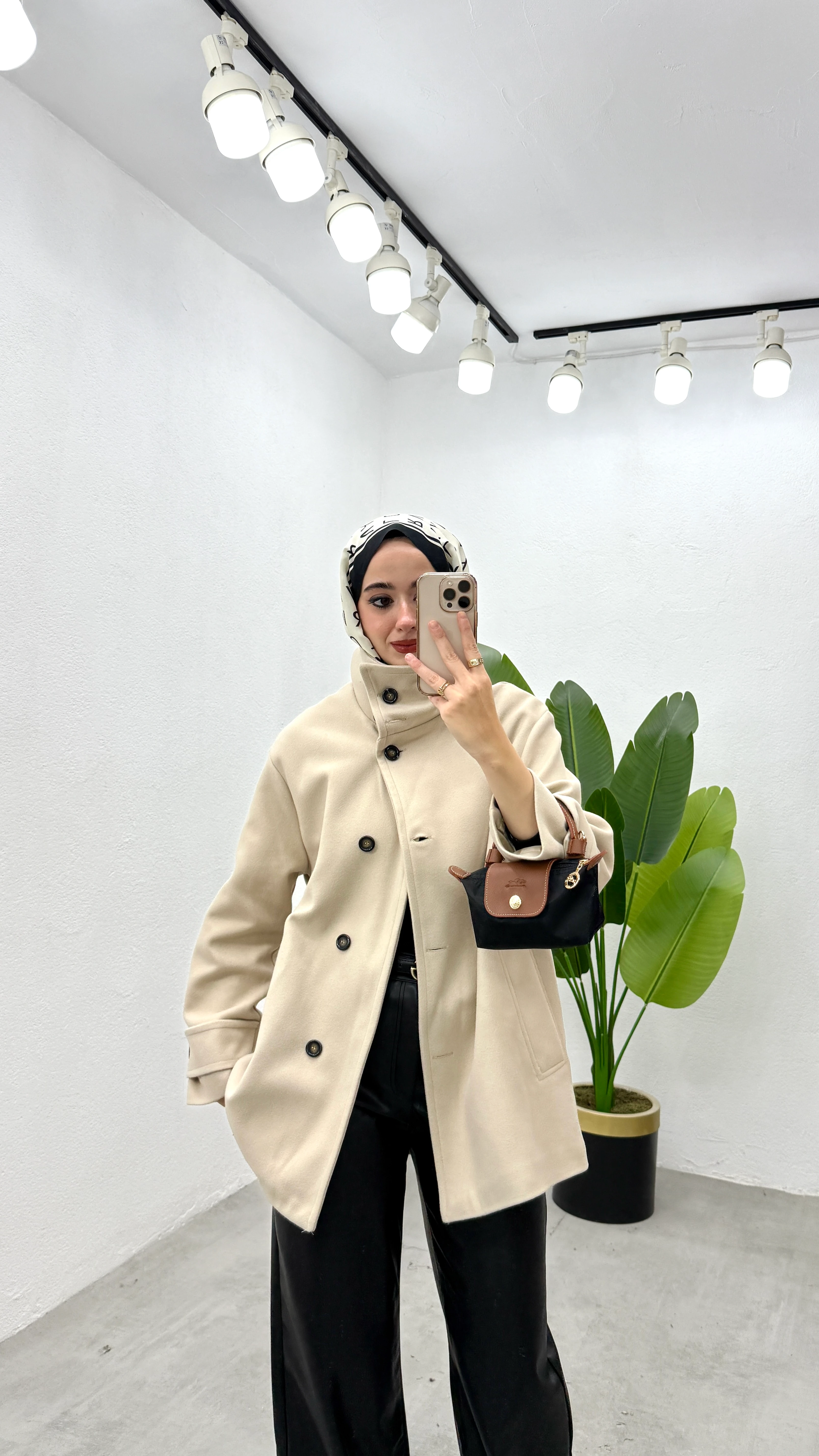 Dik Yaka Kaşe Kaban - Bej