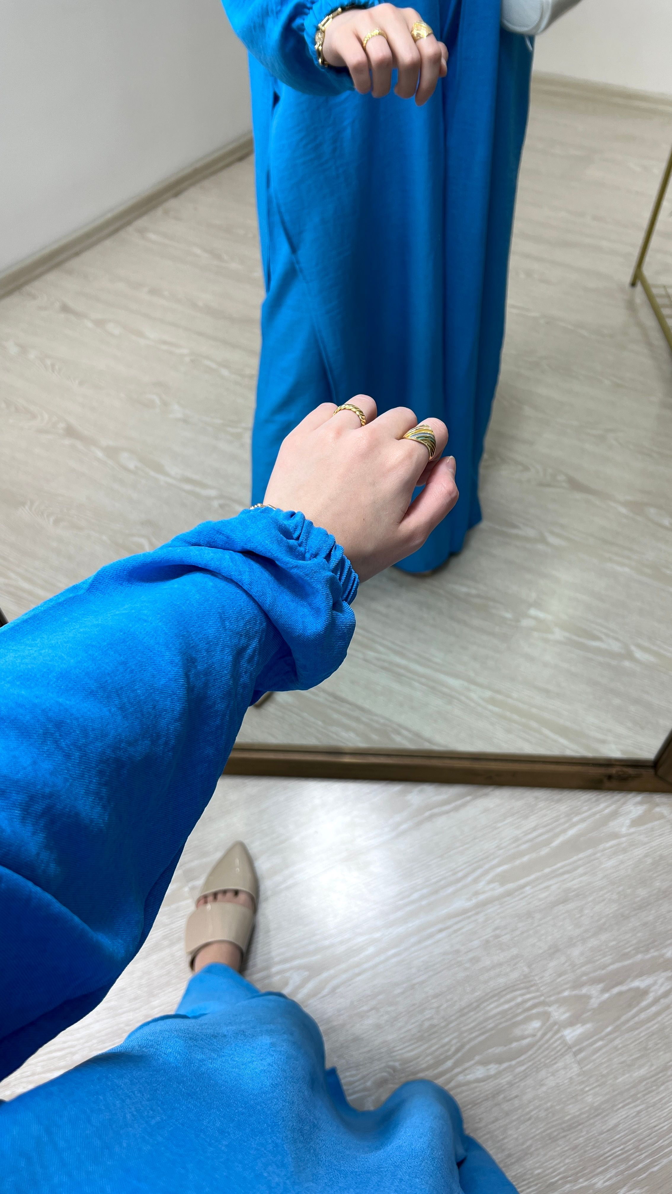 Bağlamalı Kimono Takım - Mavi